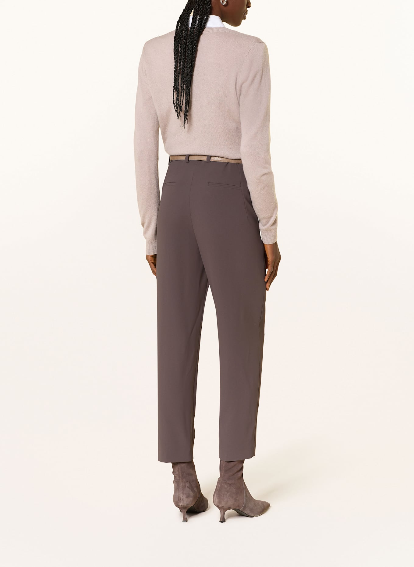 RIANI Pullover mit Cashmere und Schmucksteinen: TAUPE