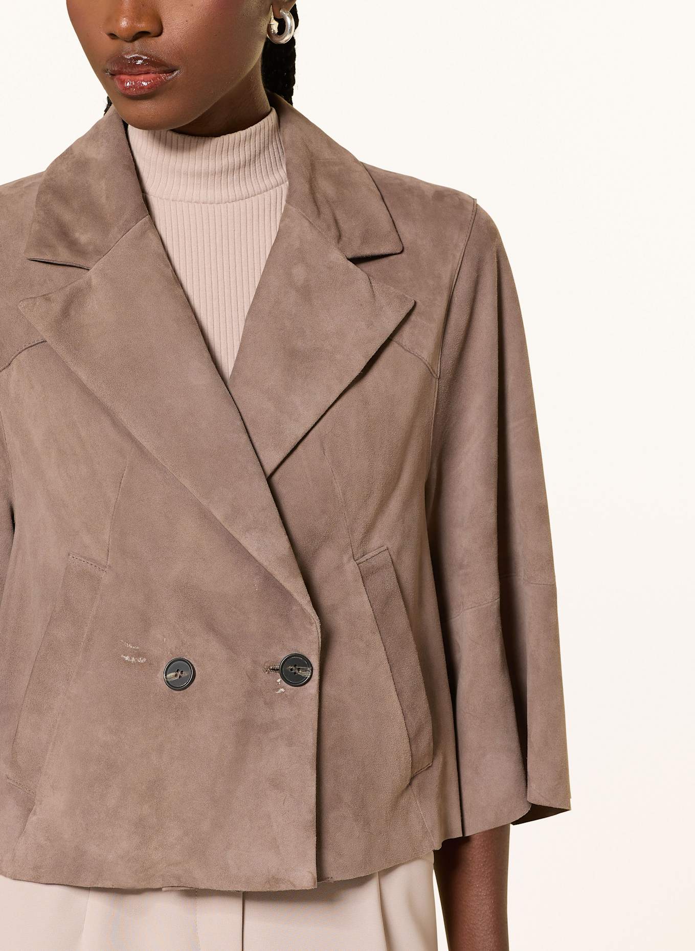 RIANI Lederjacke mit 3/4-Arm: DUNKELBRAUN