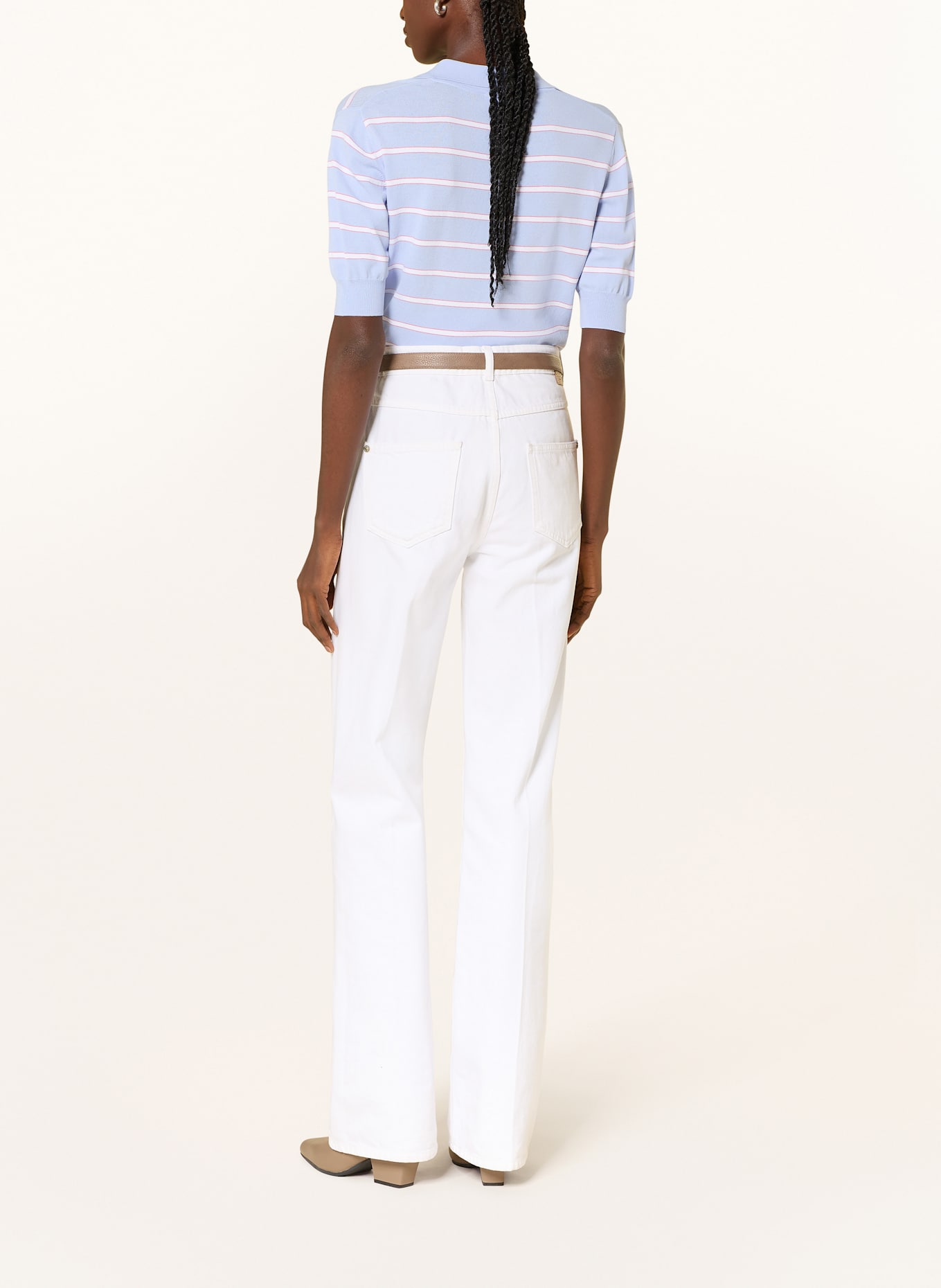 RIANI Strick-Poloshirt: HELLBLAU / WEISS