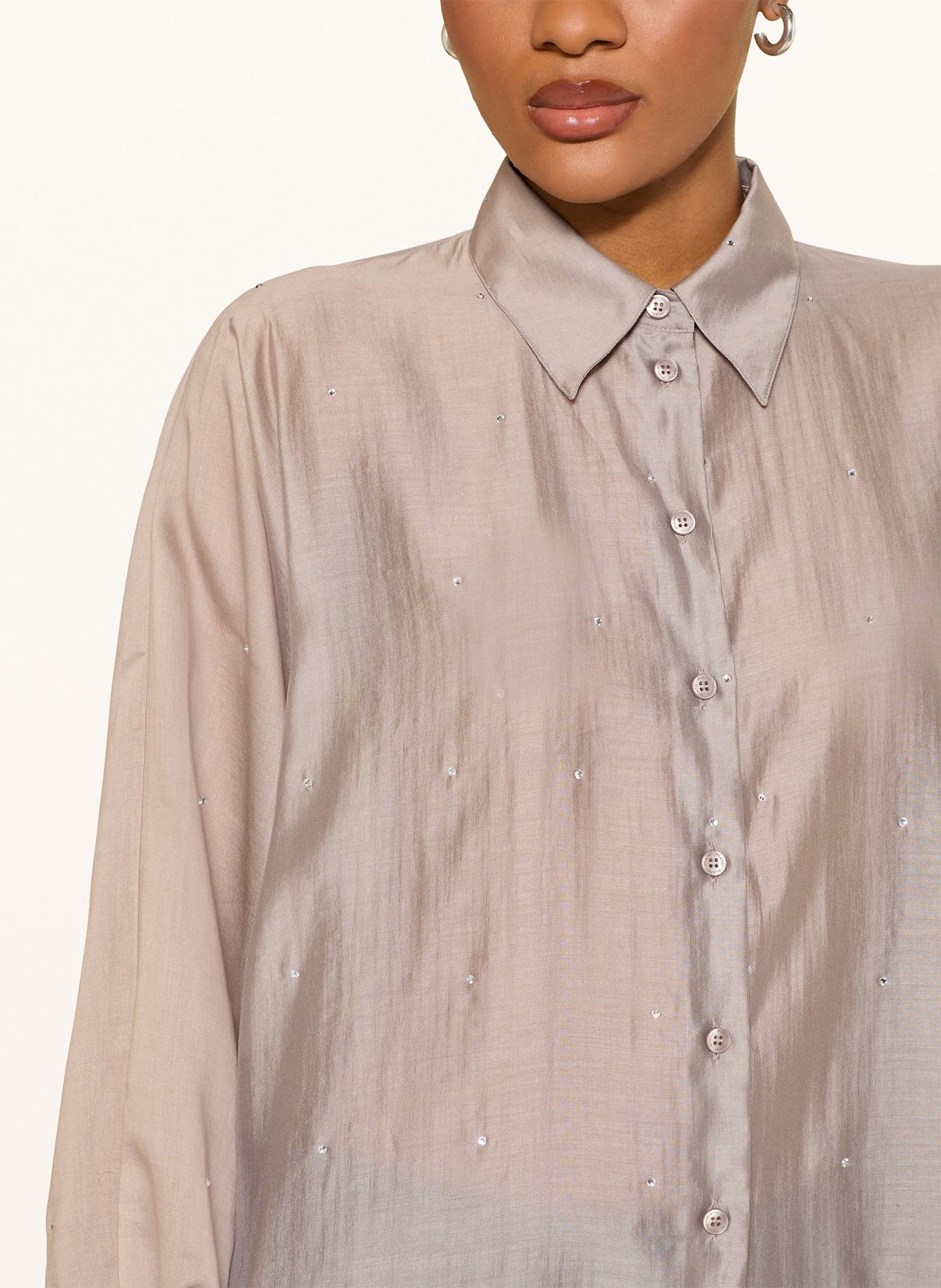 RIANI Hemdbluse mit Schmucksteinen: TAUPE