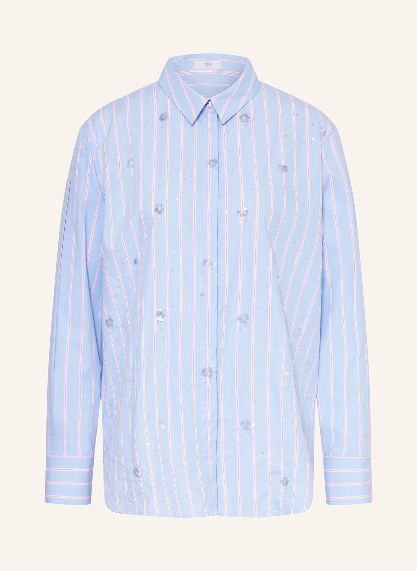 RIANI Oversized-Hemdbluse mit Pailletten: HELLBLAU / WEISS / BLAU