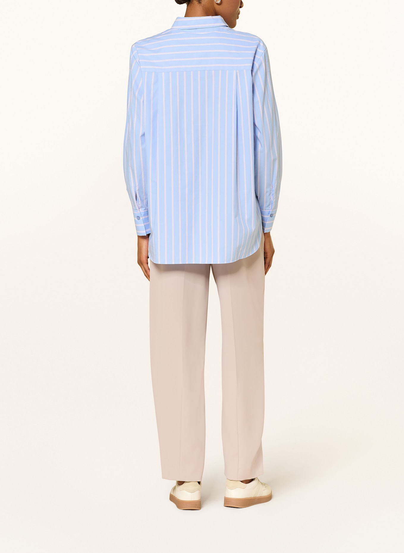 RIANI Oversized-Hemdbluse mit Pailletten: HELLBLAU / WEISS / BLAU