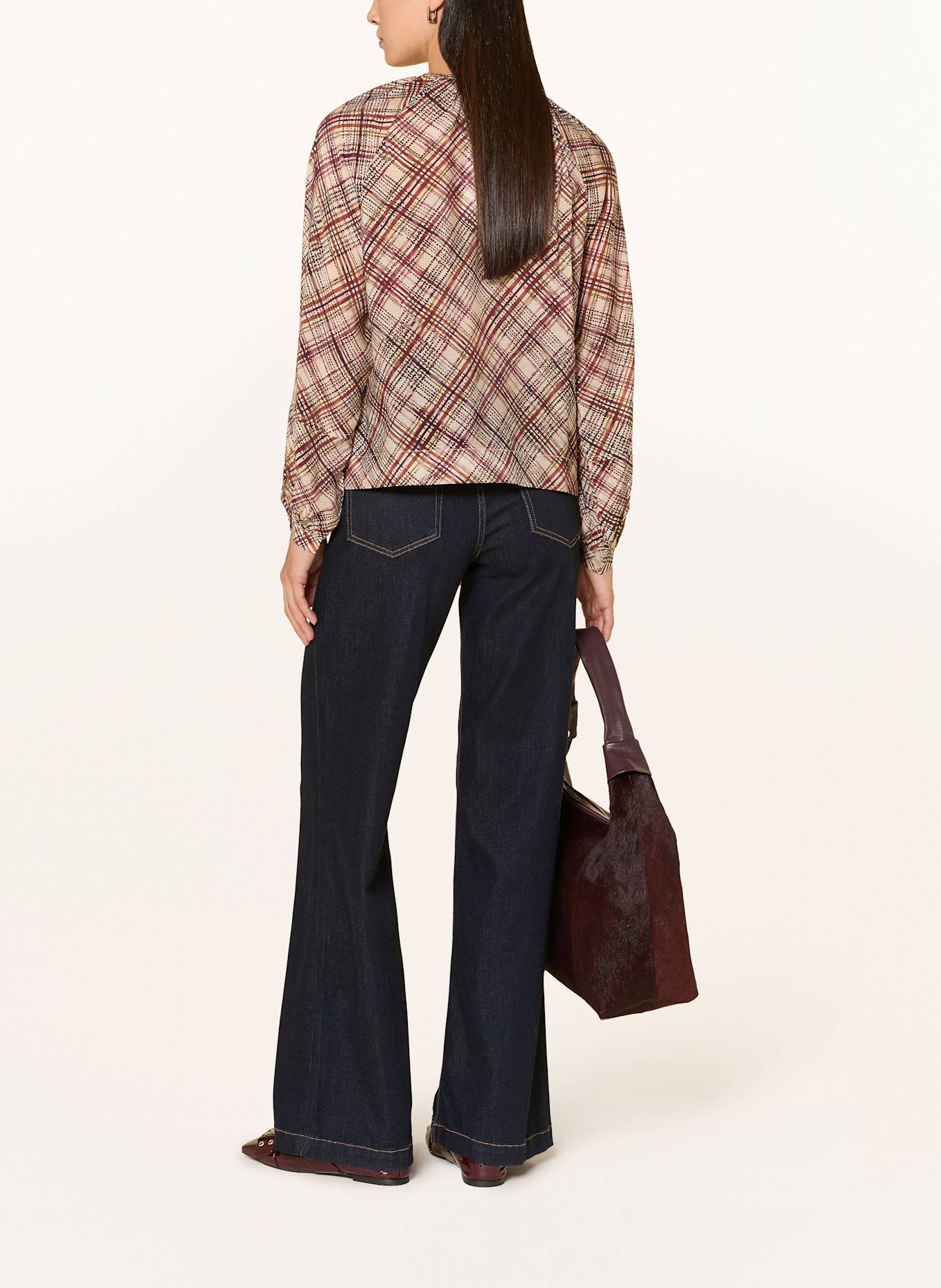 YERSE Bluse DARCIE: CREME / BRAUN / OLIV