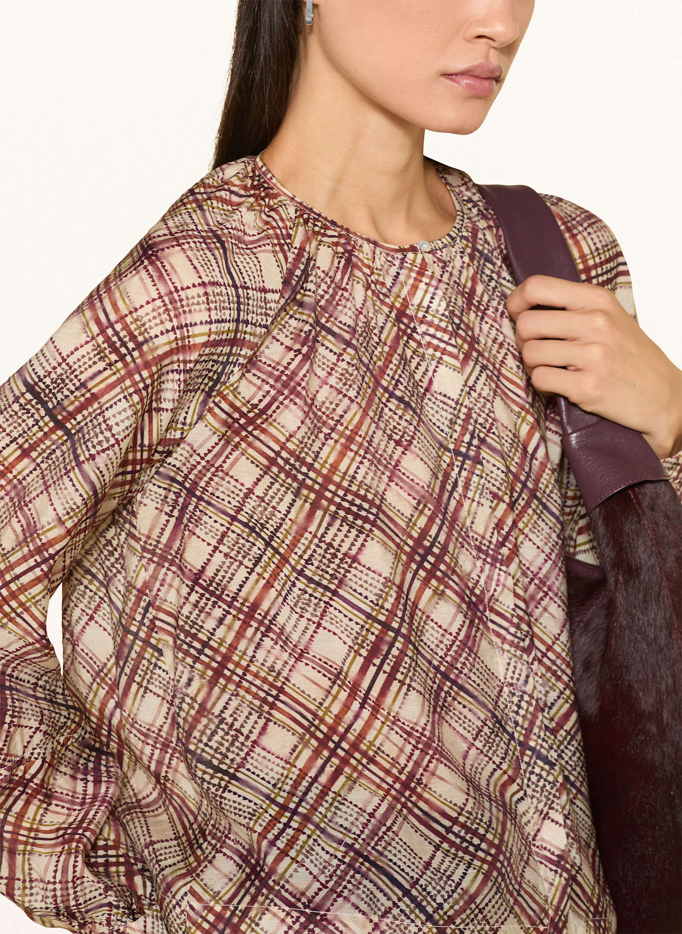 YERSE Bluse DARCIE: CREME / BRAUN / OLIV