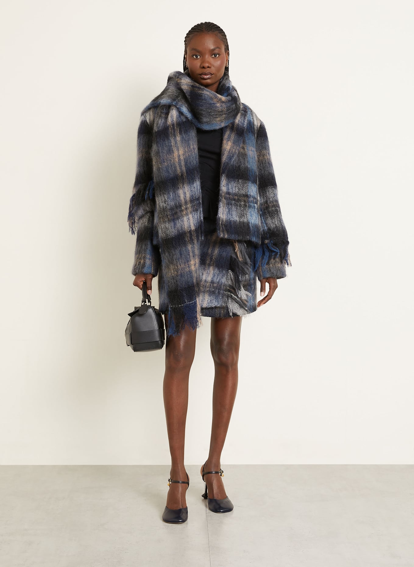 LOEWE Jacke mit Mohair: DUNKELBLAU / SCHWARZ / HELLBRAUN