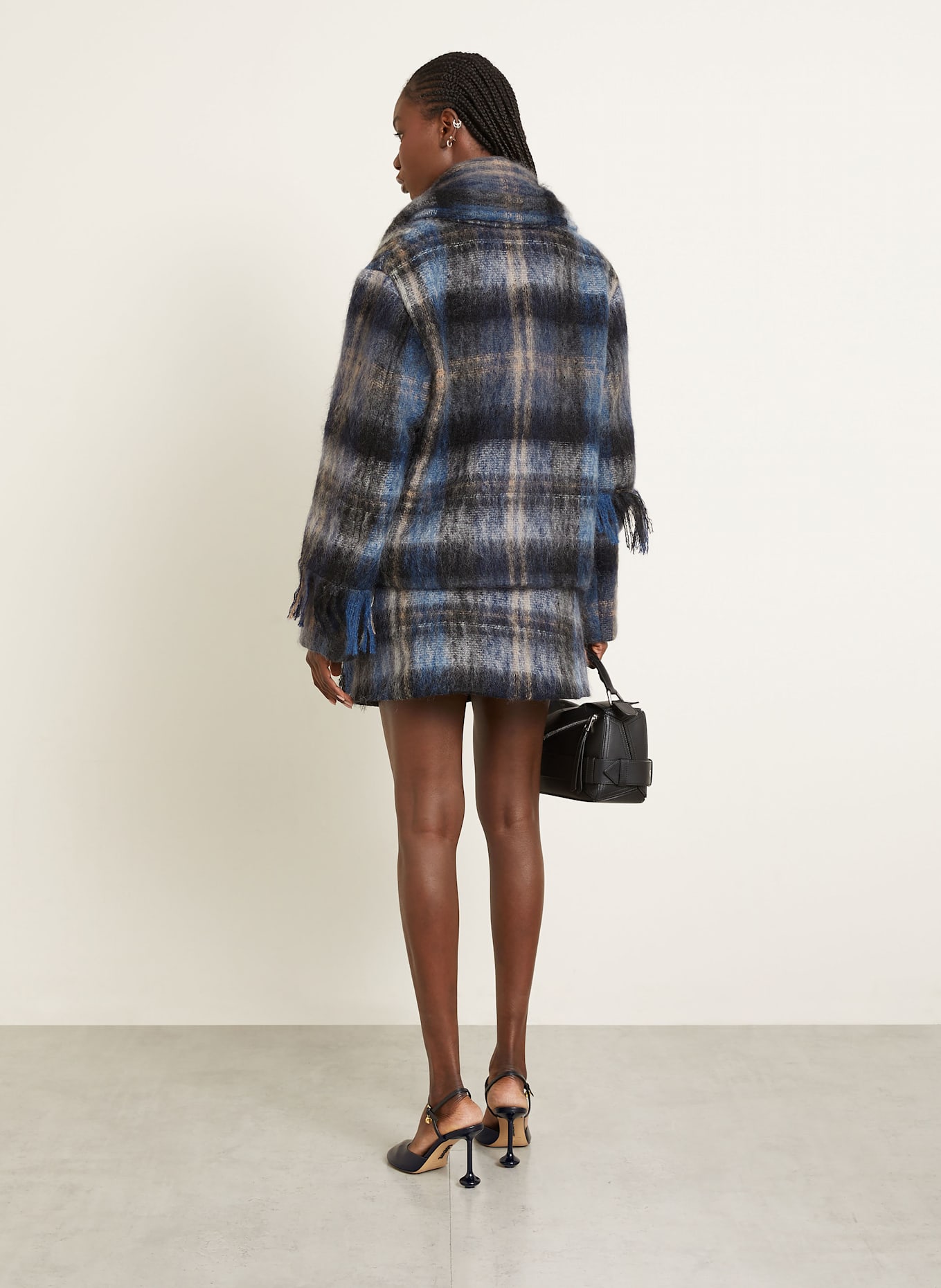 LOEWE Jacke mit Mohair: DUNKELBLAU / SCHWARZ / HELLBRAUN