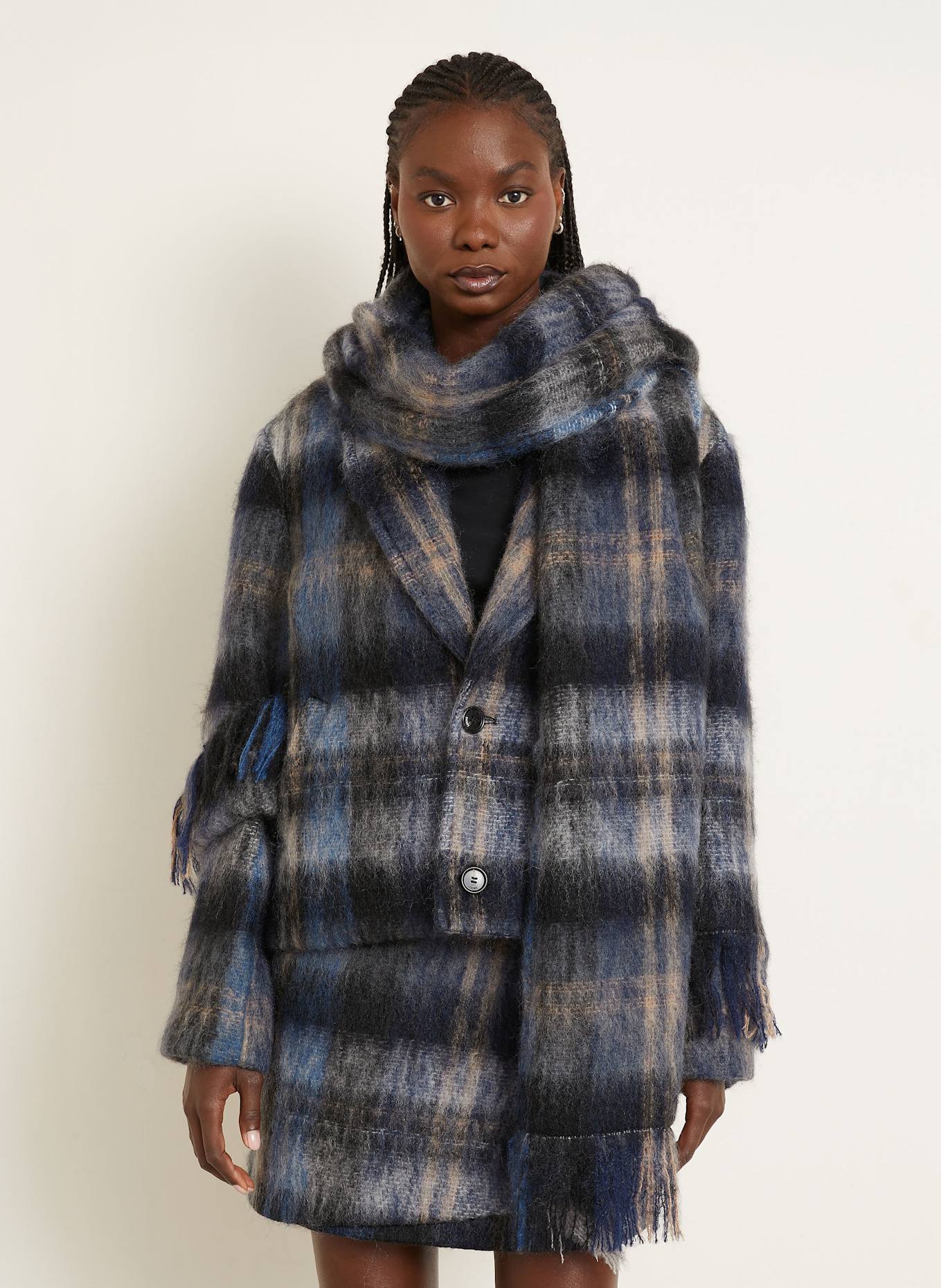 LOEWE Jacke mit Mohair: DUNKELBLAU / SCHWARZ / HELLBRAUN