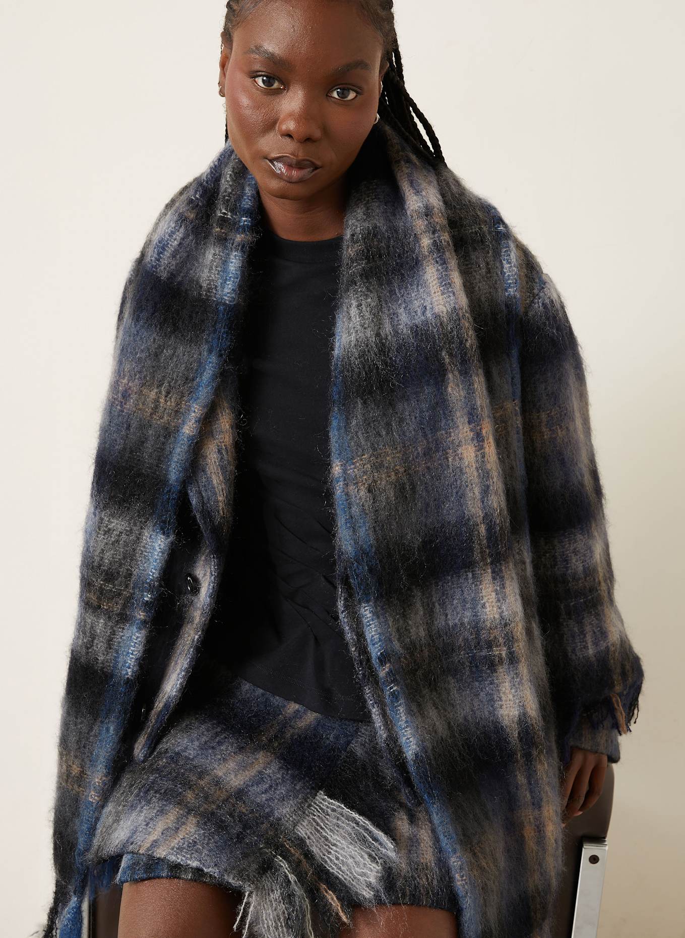 LOEWE Jacke mit Mohair: DUNKELBLAU / SCHWARZ / HELLBRAUN