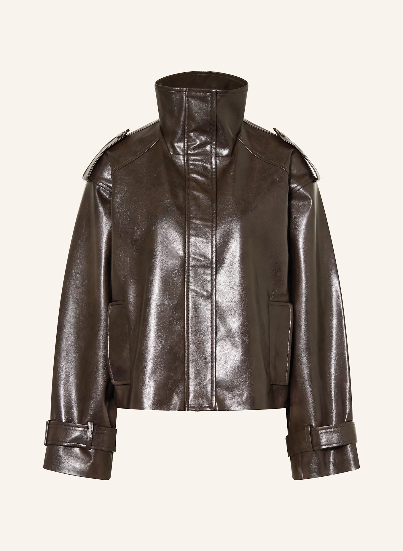 MRS & HUGS Bunda v koženém vzhledu: TMAVĚ HNĚDÁ