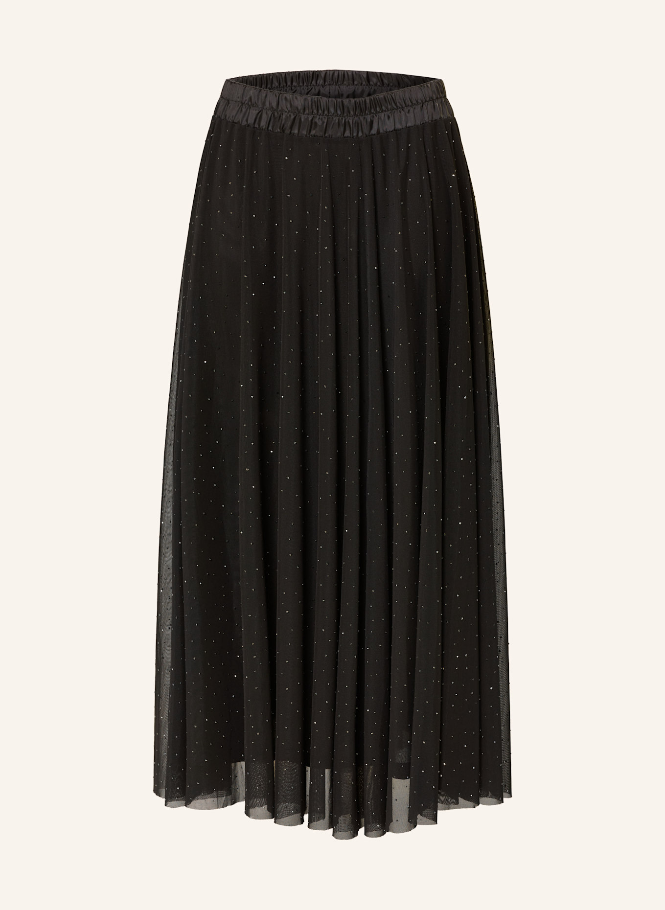 MORE & MORE Mesh-Rock mit Schmucksteinen: SCHWARZ