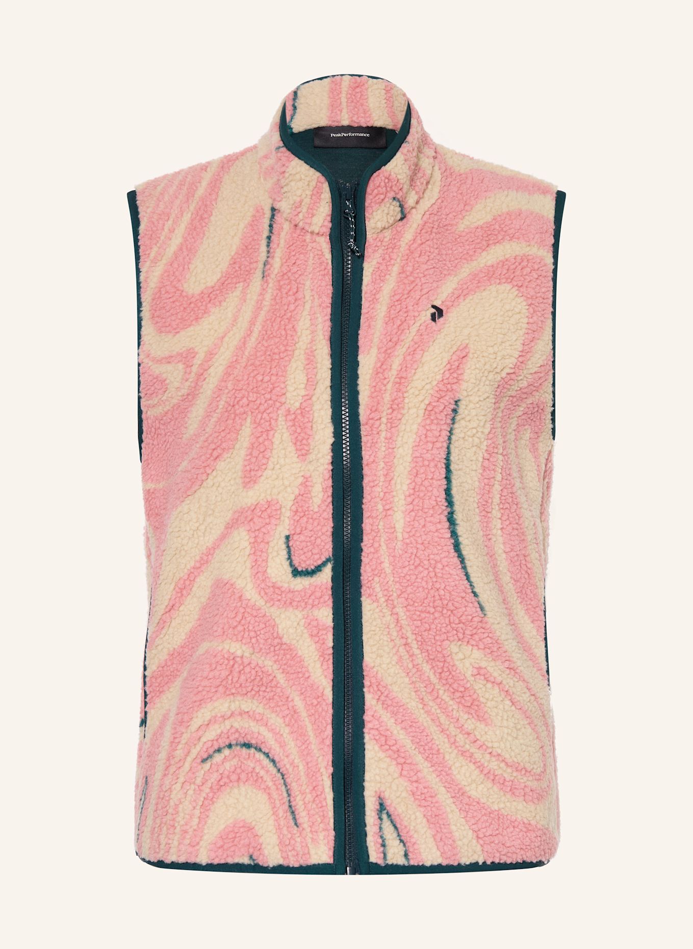 Peak Performance Plyšová vesta GRAPHIC PILE: RŮŽOVÁ / BÉŽOVÁ