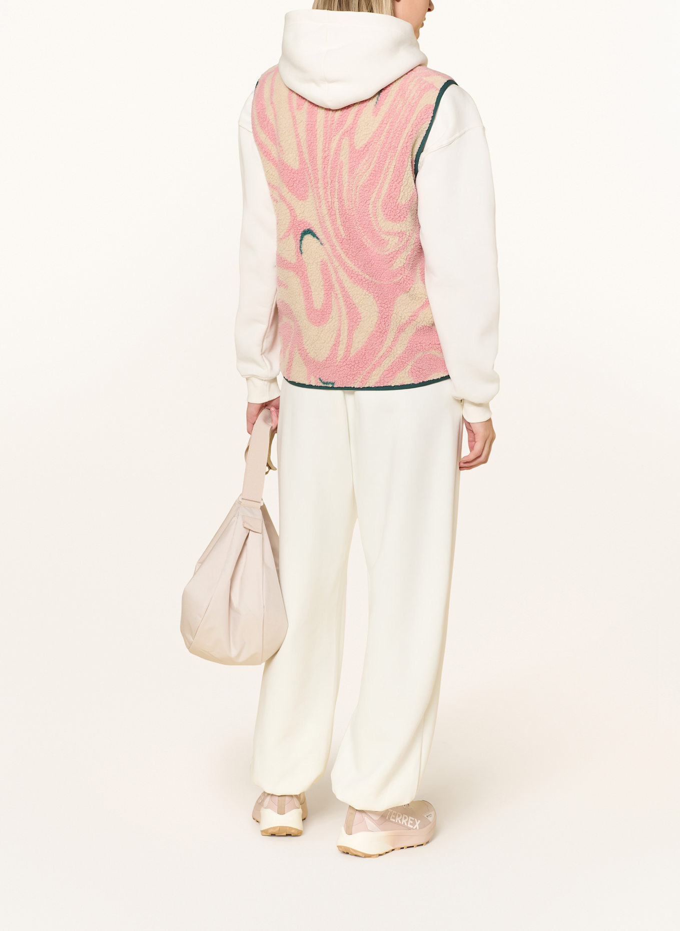 Peak Performance Plyšová vesta GRAPHIC PILE: RŮŽOVÁ / BÉŽOVÁ