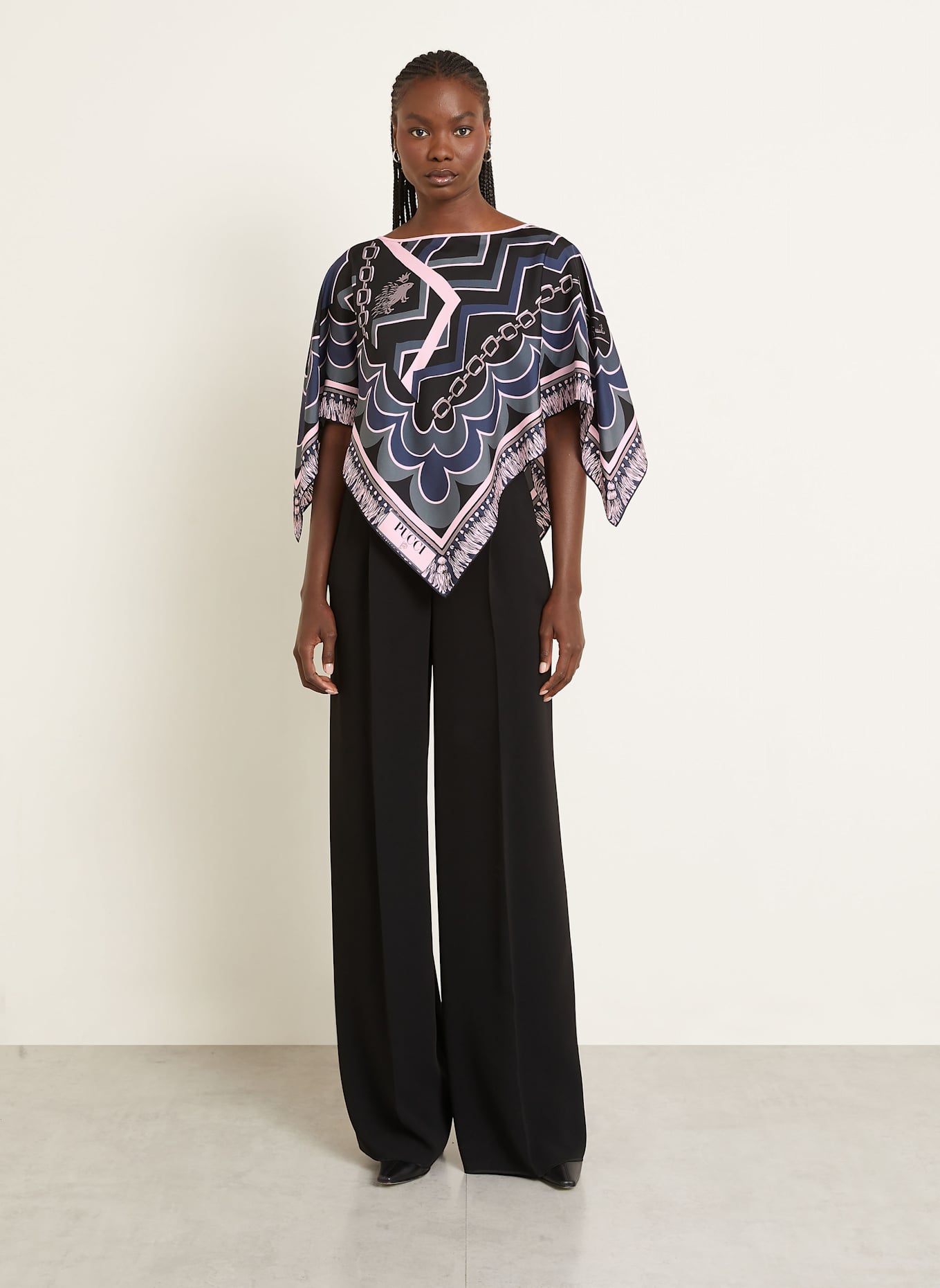 PUCCI Blusentop aus Seide: GRAU / HELLROSA