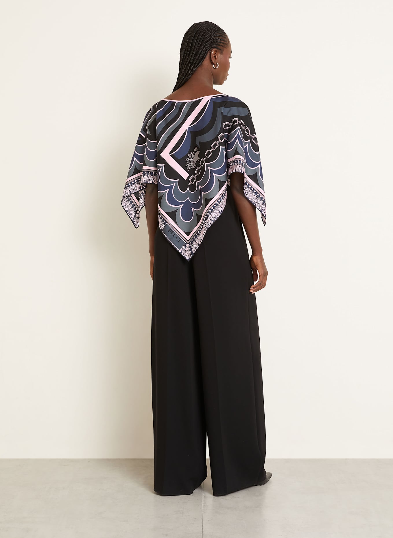 PUCCI Blusentop aus Seide: GRAU / HELLROSA