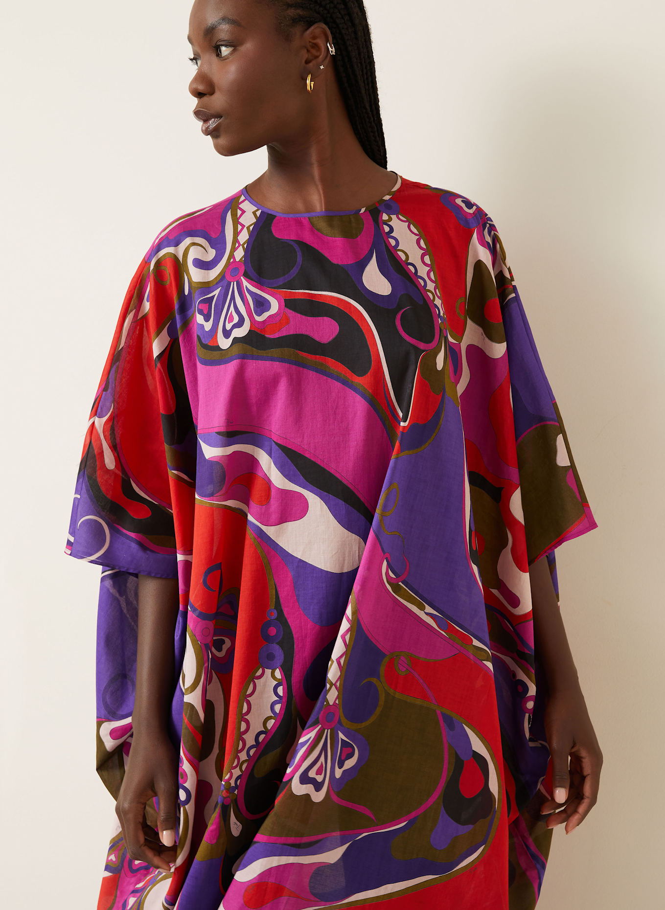 PUCCI Kaftan: PINK / LILA / SCHWARZ