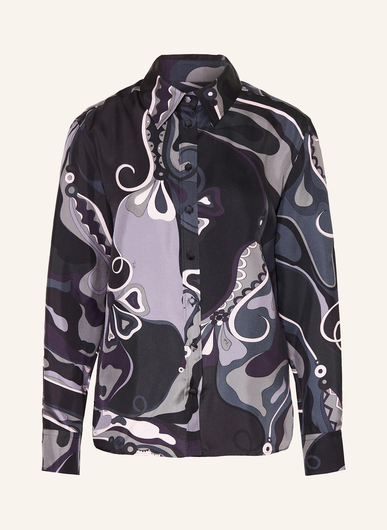 PUCCI Hemdbluse aus Seide: SCHWARZ / GRAU / ROSA