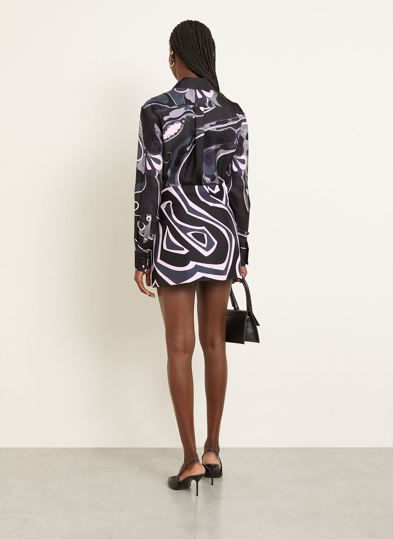 PUCCI Hemdbluse aus Seide: SCHWARZ / GRAU / ROSA