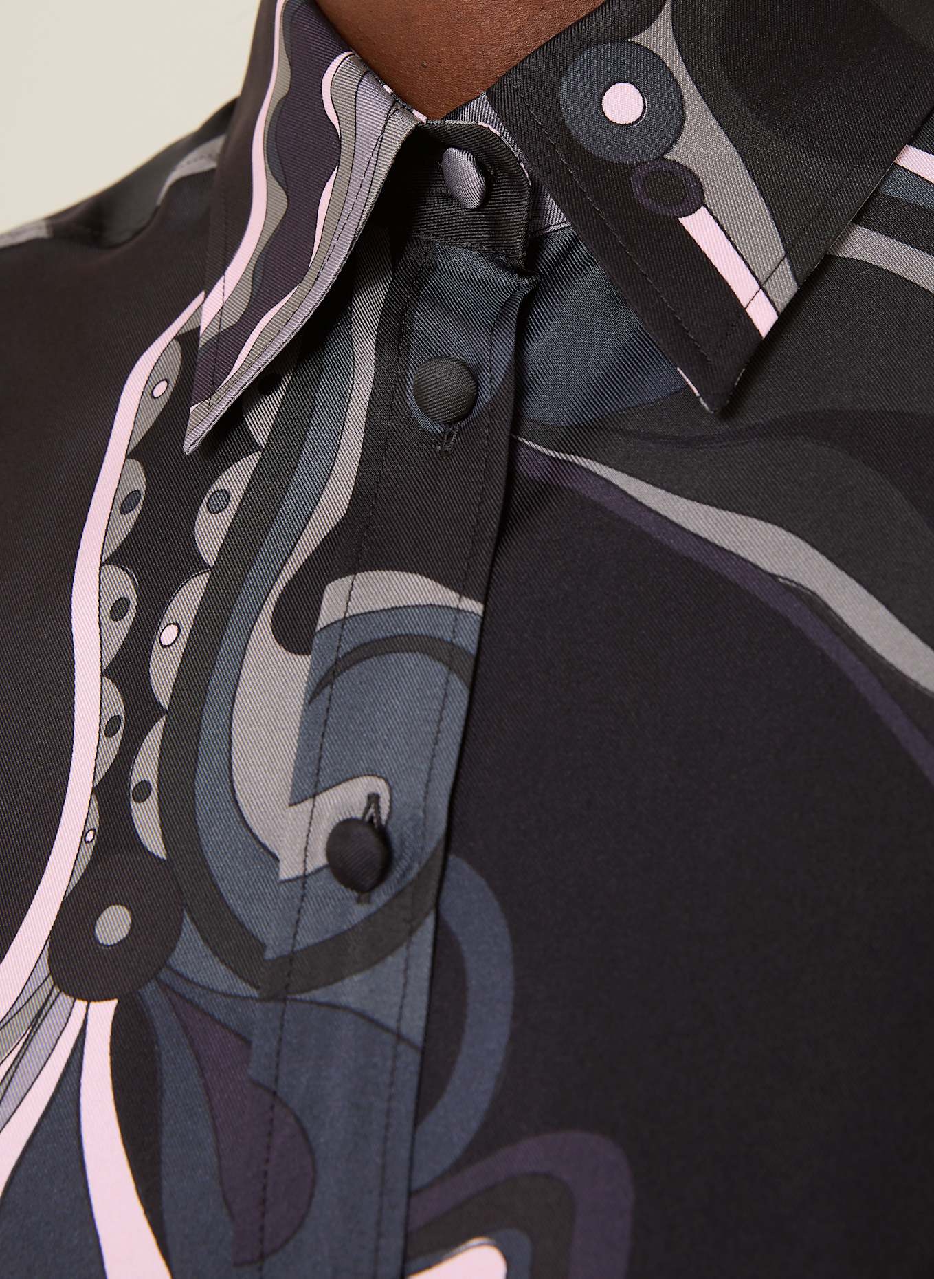 PUCCI Hemdbluse aus Seide: SCHWARZ / GRAU / ROSA