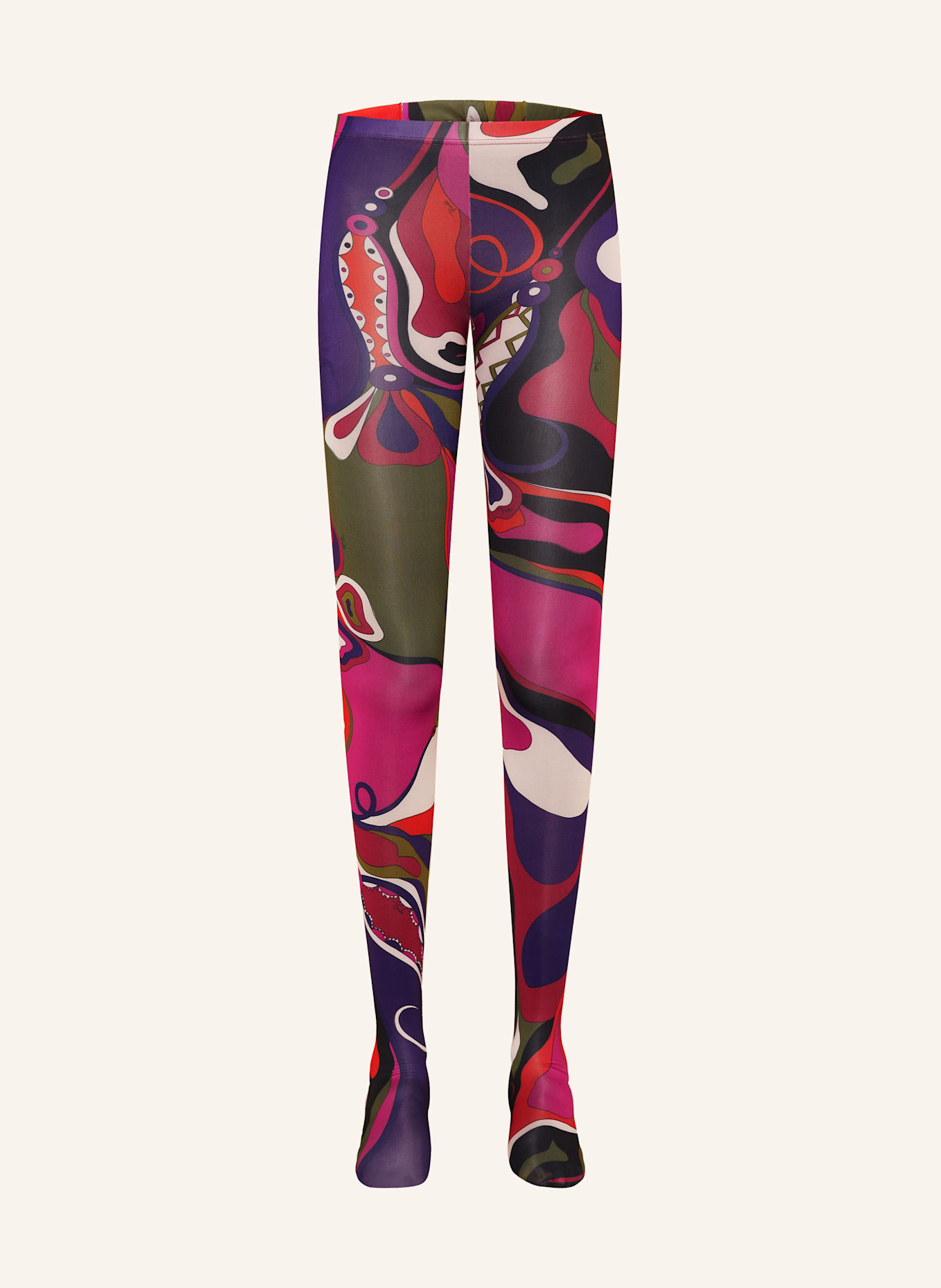 PUCCI Strumpfhose mit Geschenkbox: LILA / ROT / OLIV