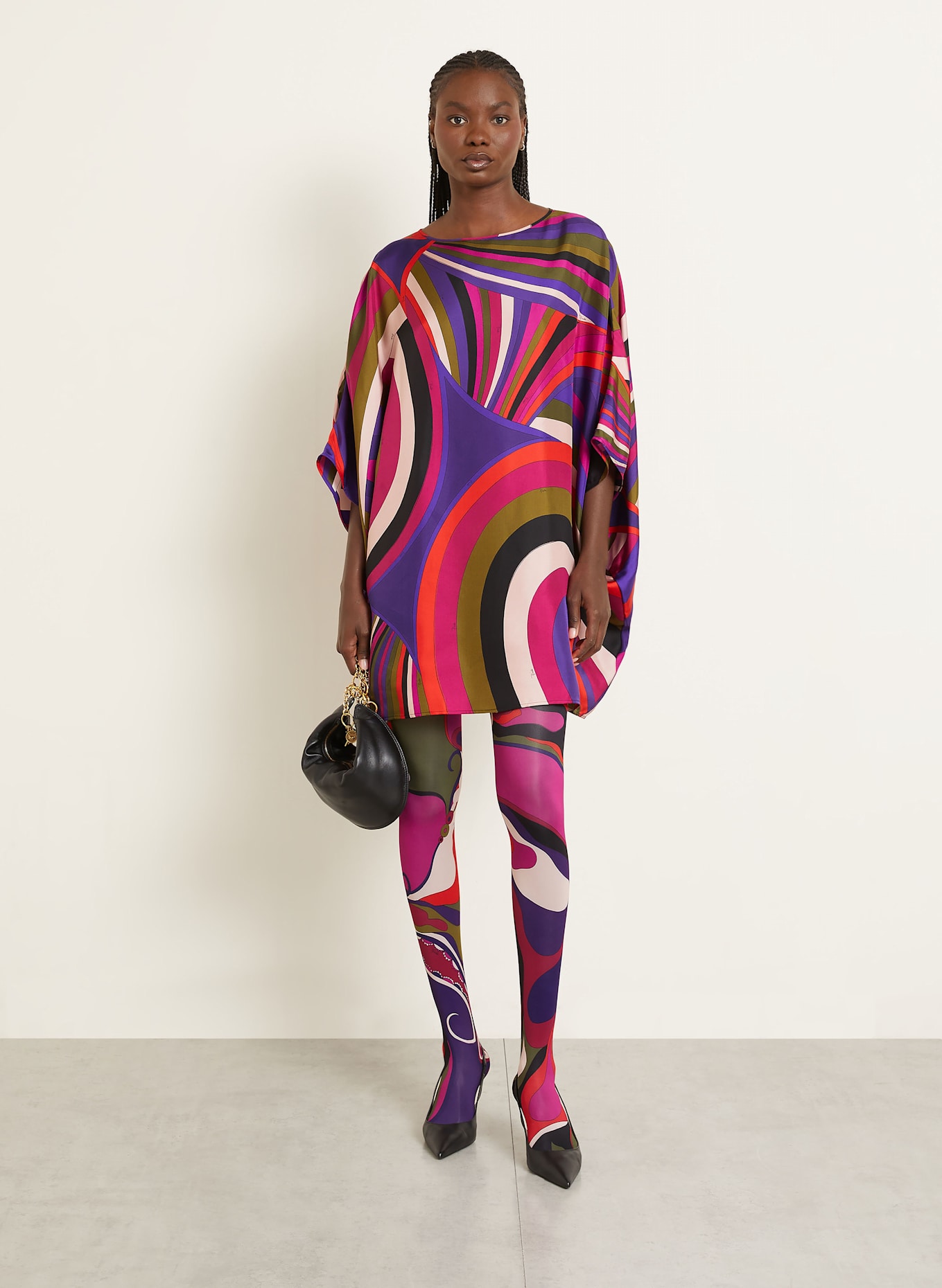 PUCCI Strumpfhose mit Geschenkbox: LILA / ROT / OLIV