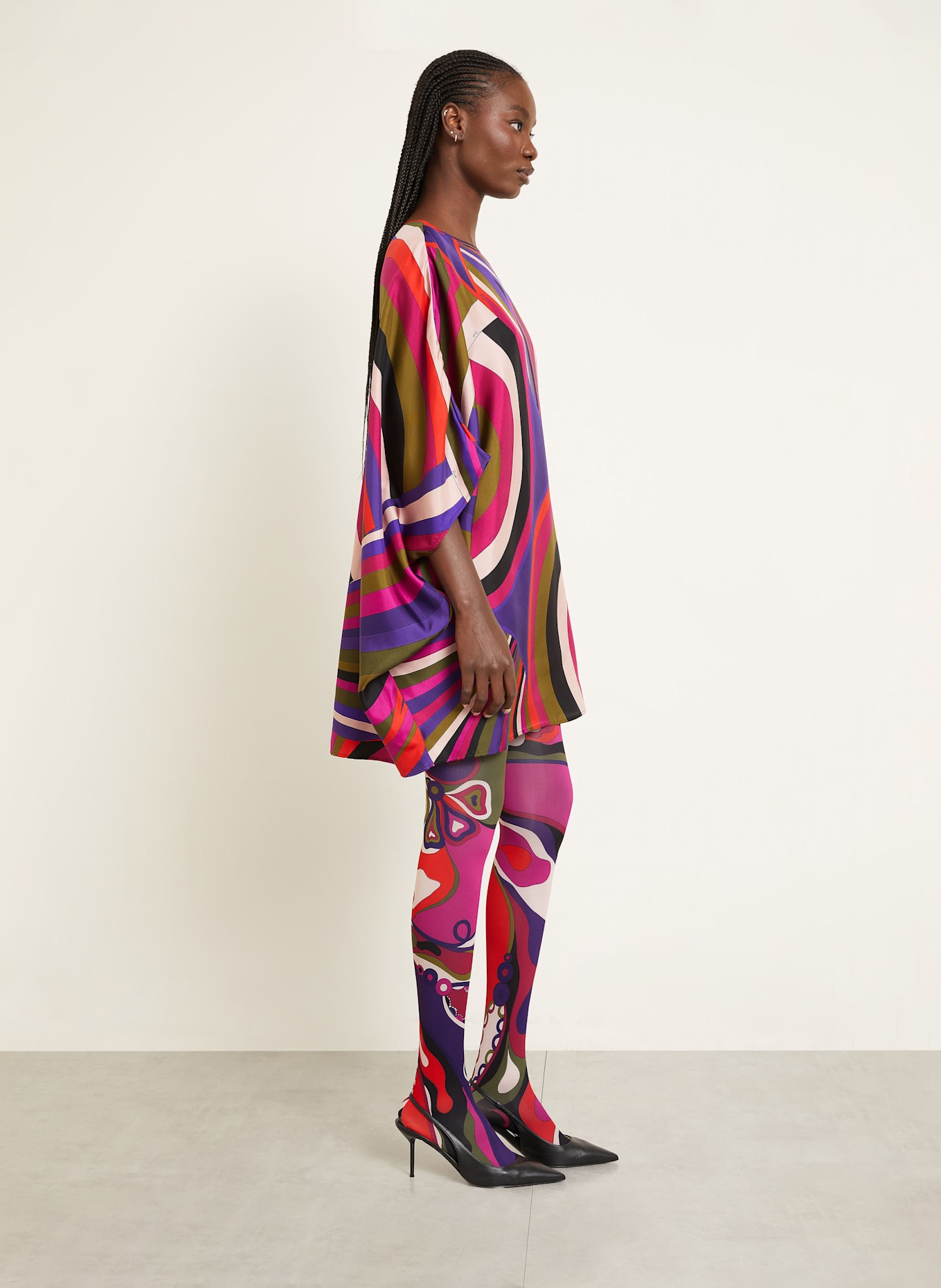 PUCCI Strumpfhose mit Geschenkbox: LILA / ROT / OLIV