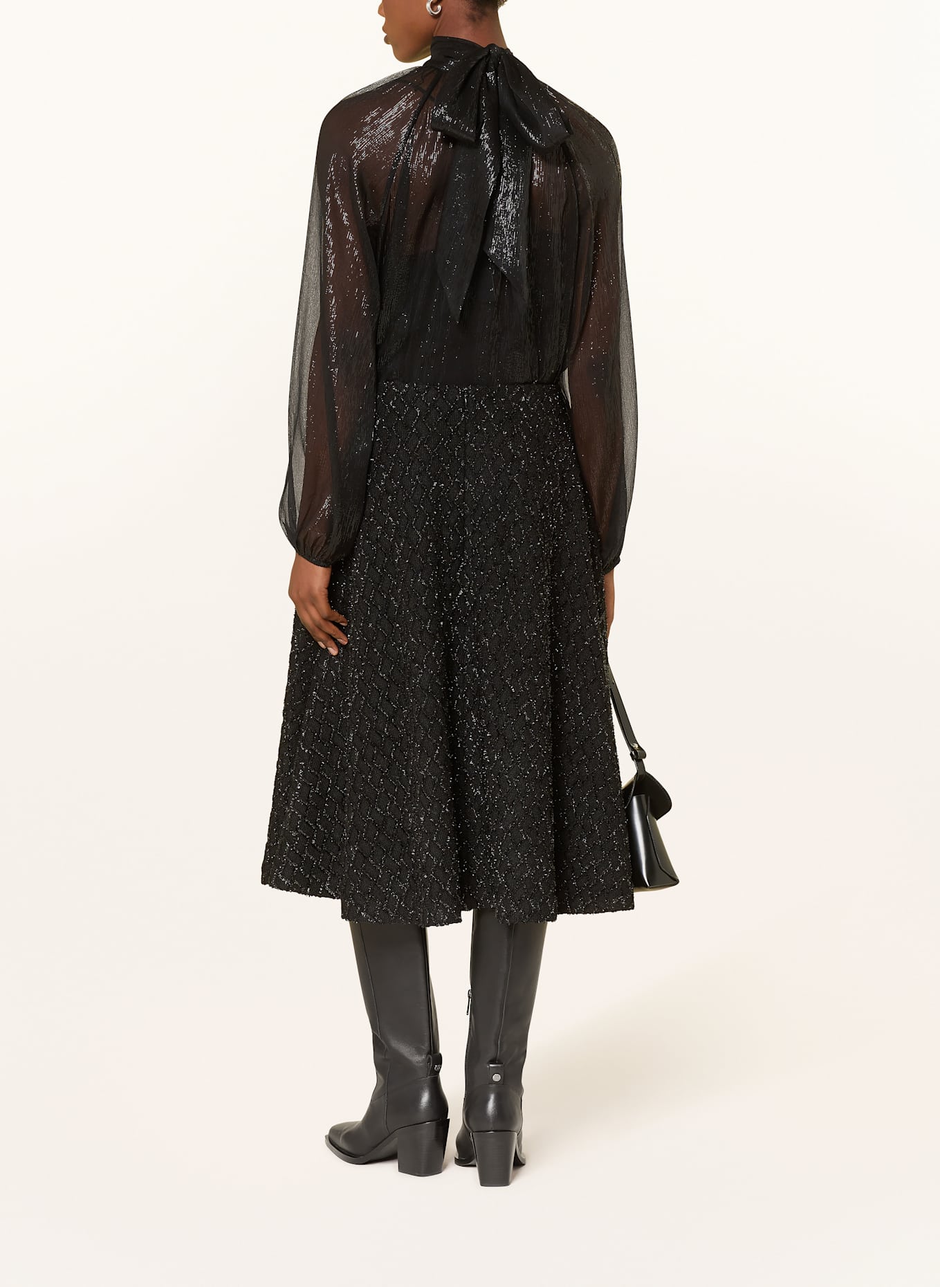 MARC CAIN Schluppenbluse mit Glitzergarn: SCHWARZ