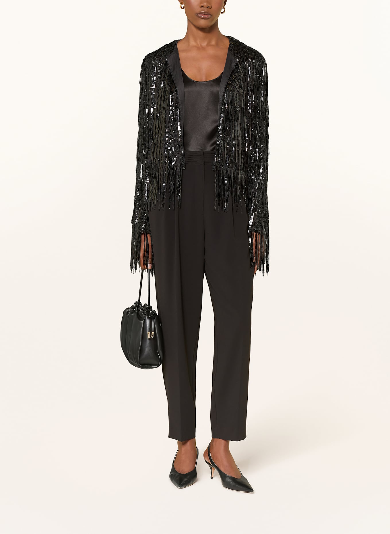 MARC CAIN Kastenjacke mit Pailletten: 900 BLACK