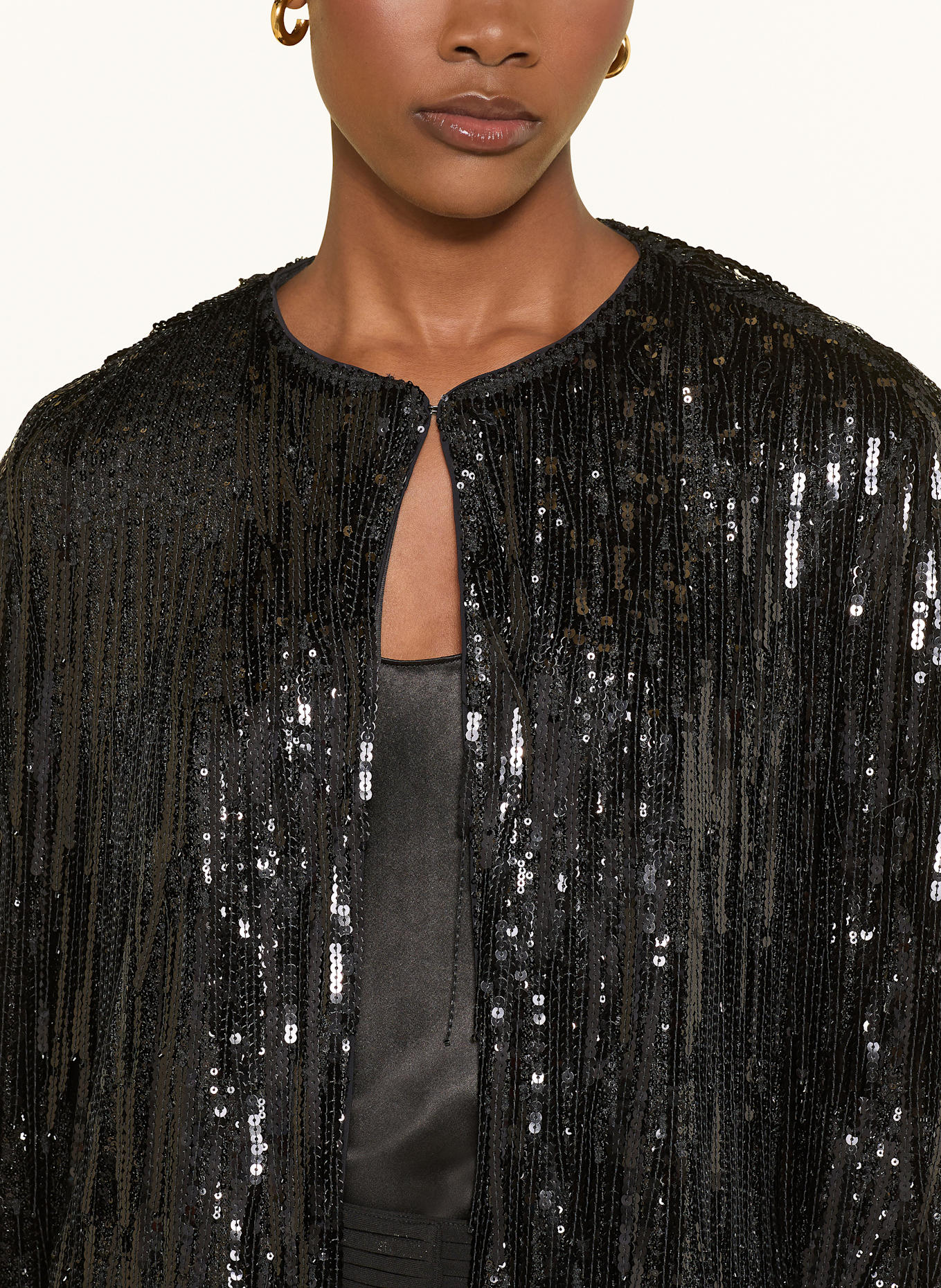 MARC CAIN Kastenjacke mit Pailletten: 900 BLACK