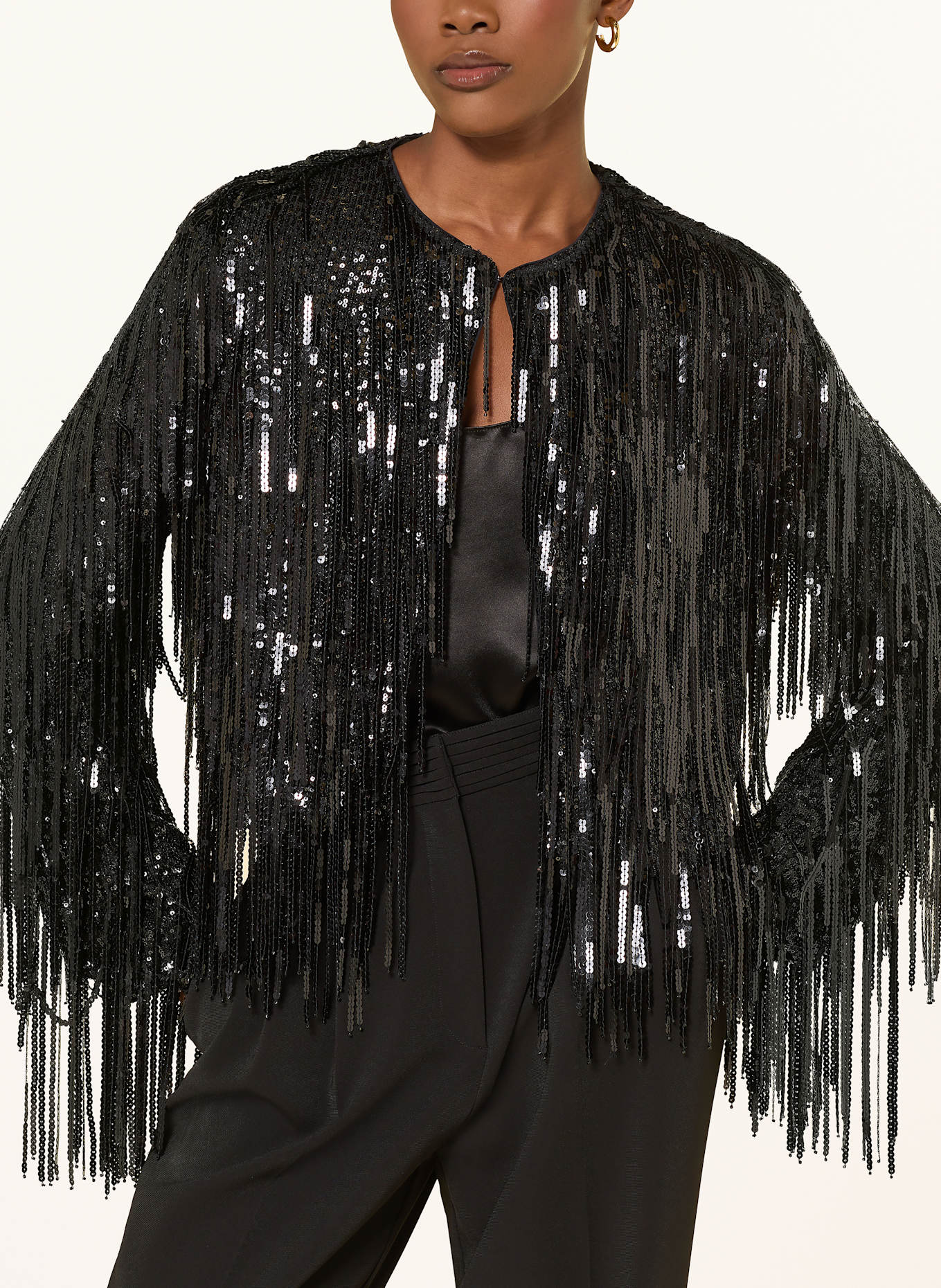 MARC CAIN Kastenjacke mit Pailletten: 900 BLACK