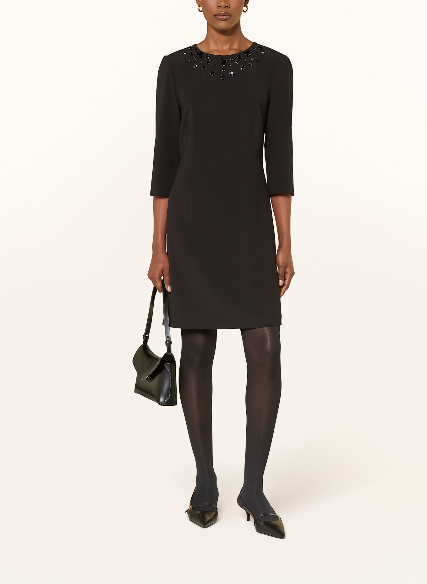 MARC CAIN Kleid mit 3/4-Arm und Schmucksteinen: 900 BLACK