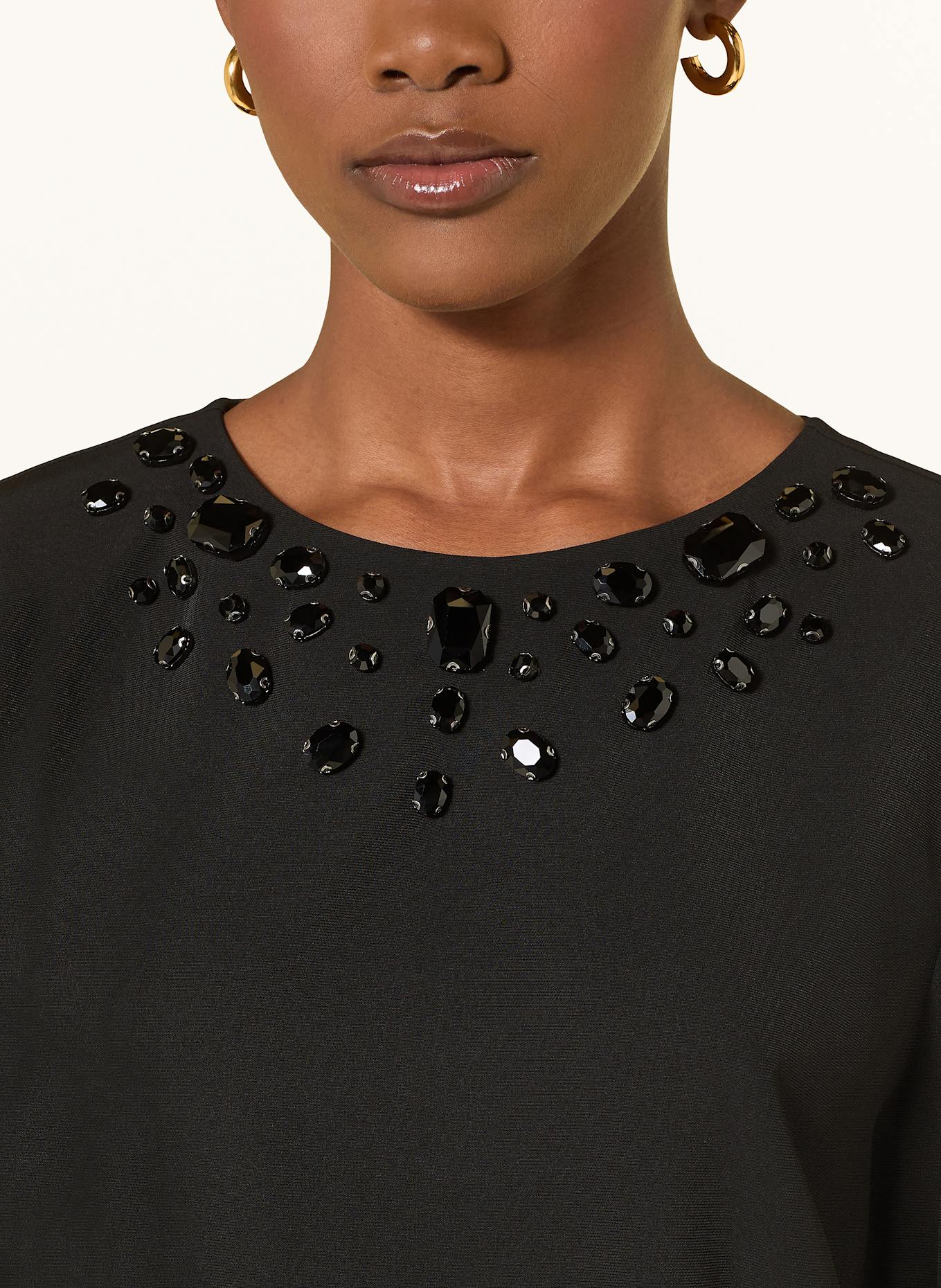 MARC CAIN Kleid mit 3/4-Arm und Schmucksteinen: 900 BLACK