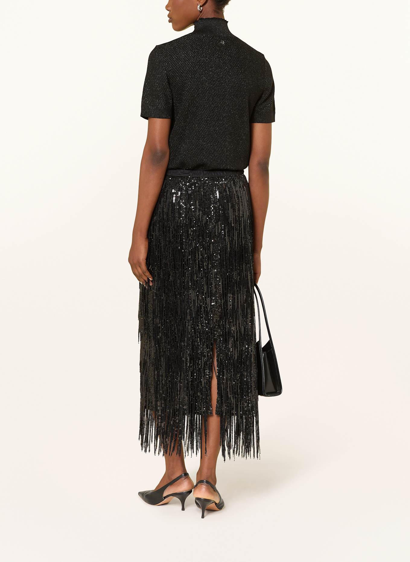 MARC CAIN Strickshirt mit Glitzergarn: 900 BLACK