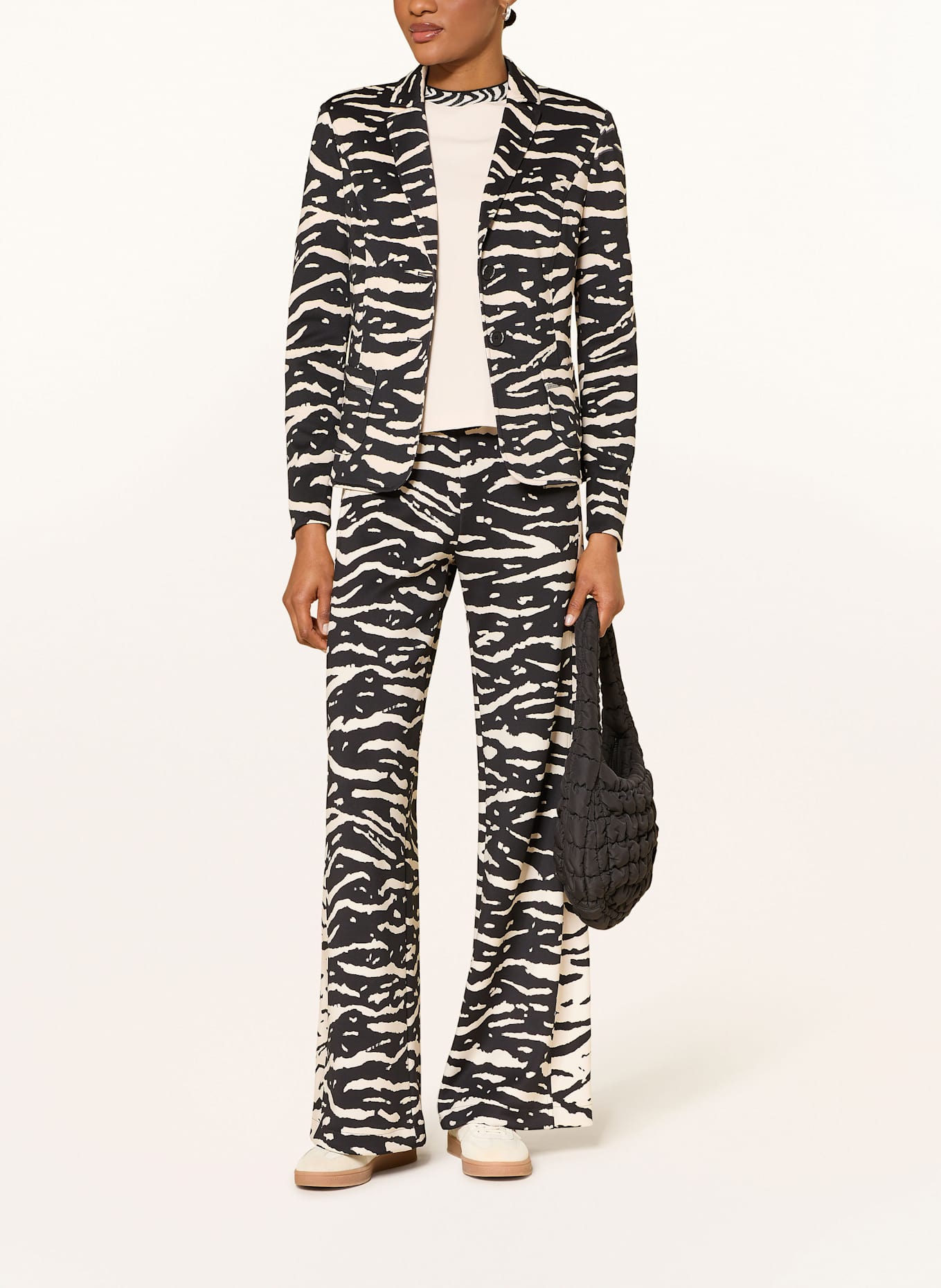 MARC CAIN Marlenehose WELKOM aus Sweat: SCHWARZ / WEISS