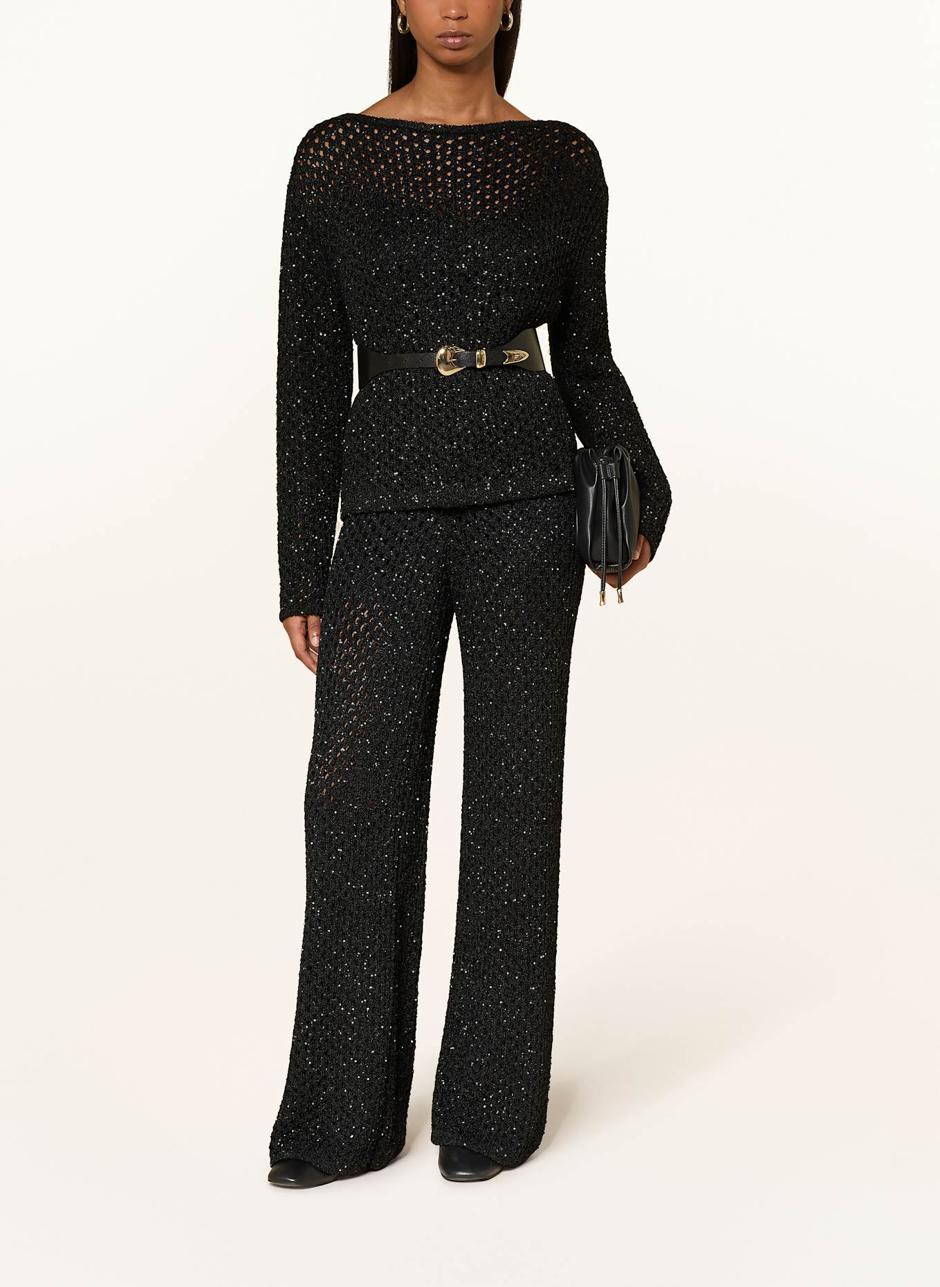MARC CAIN Strickhose WELKOM mit Pailletten: 900 BLACK