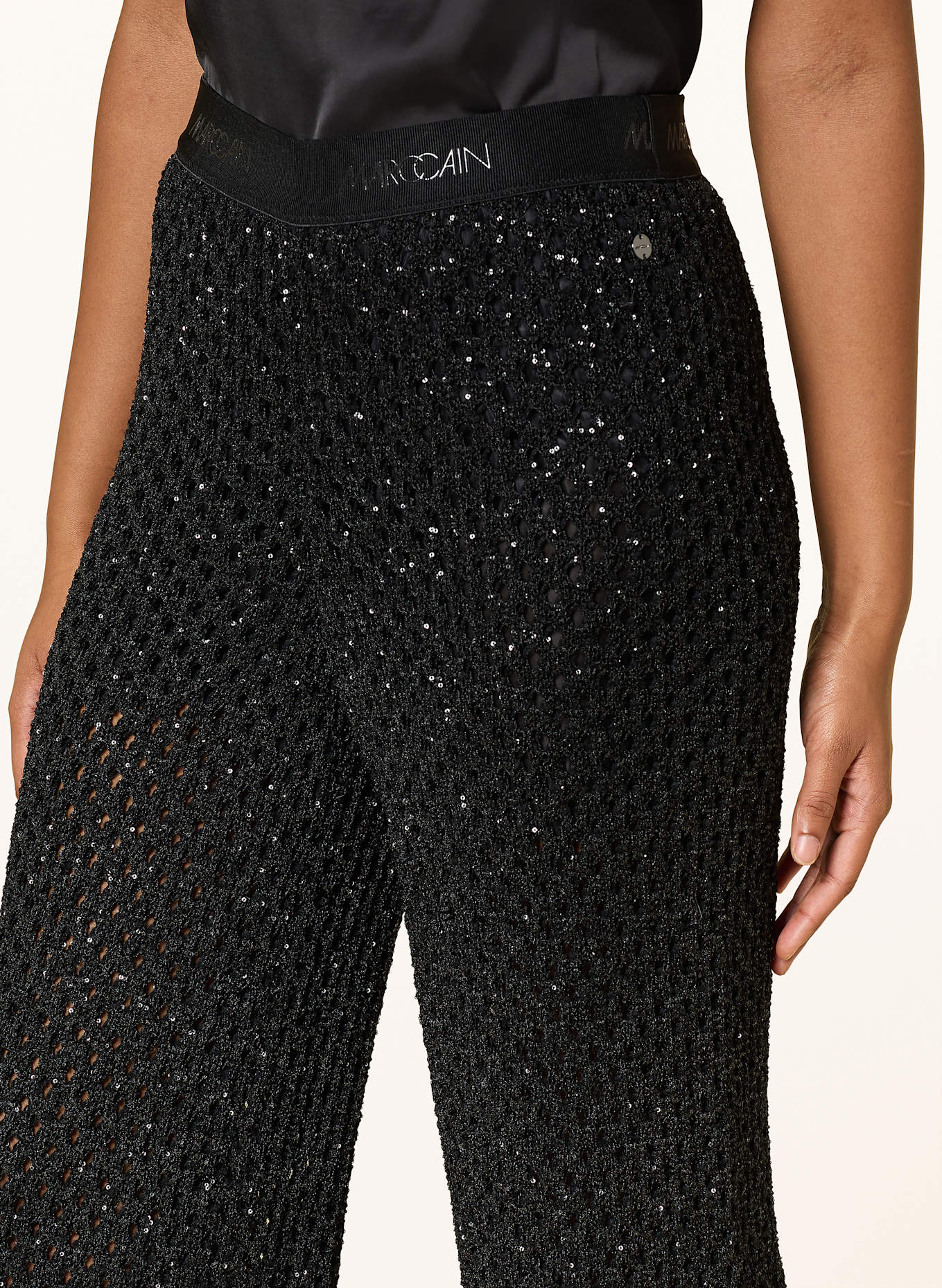 MARC CAIN Strickhose WELKOM mit Pailletten: 900 BLACK