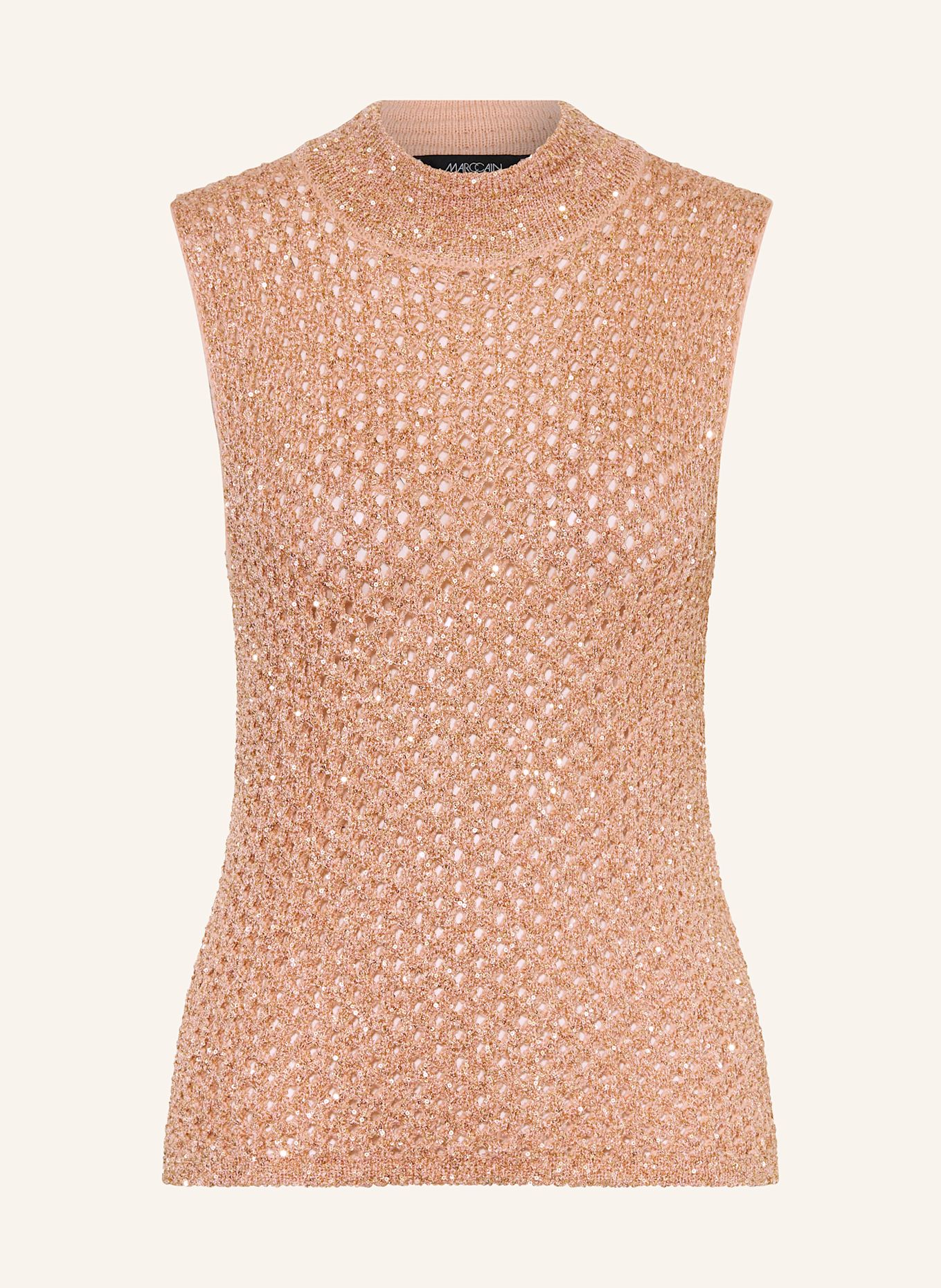 MARC CAIN Stricktop mit Pailletten: 217 peach beige