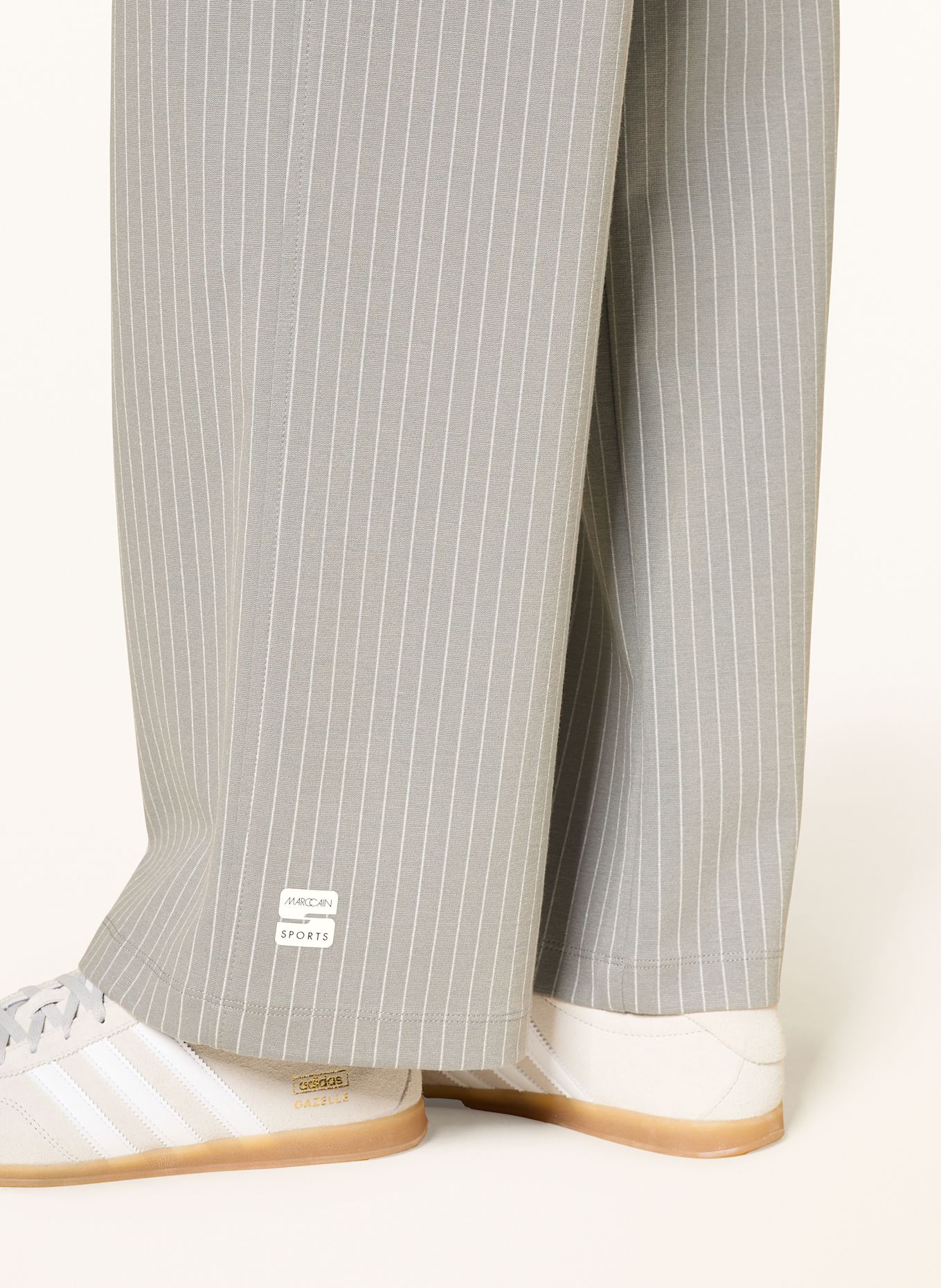 MARC CAIN Spodnie marlena WASHINGTON z materiału dresowego: SZARONIEBIESKI / BIAŁY