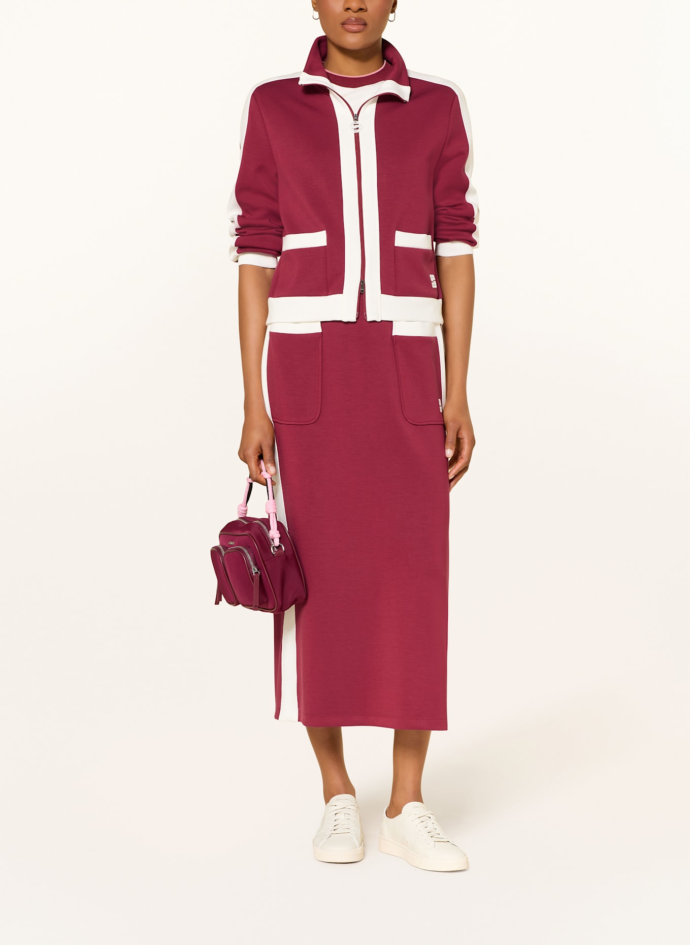 MARC CAIN Bluza rozpinana: CIEMNOCZERWONY / BIAŁY