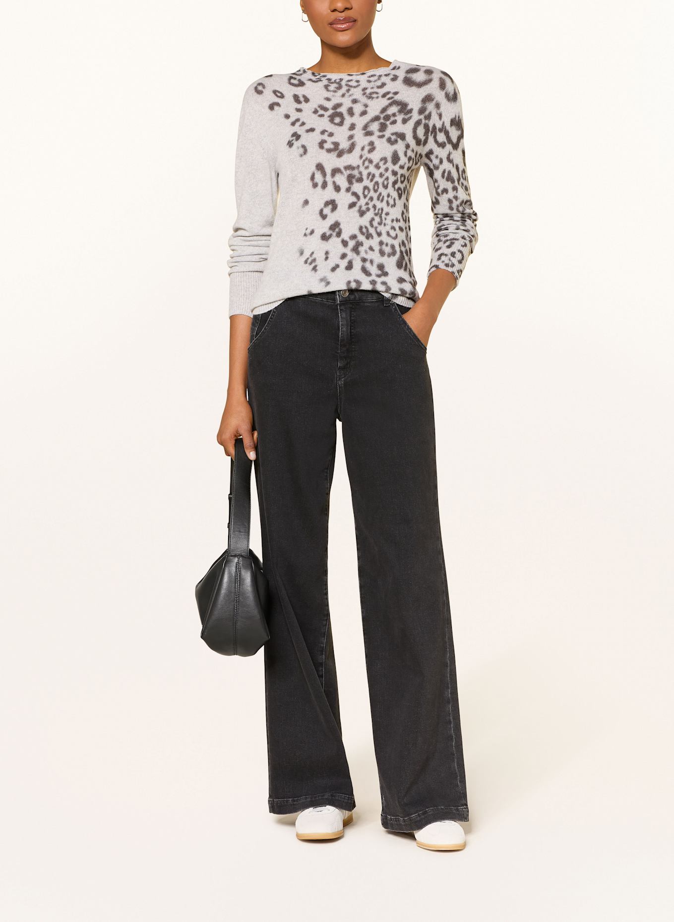 MARC CAIN Sweter: SZARONIEBIESKI / CZARNY