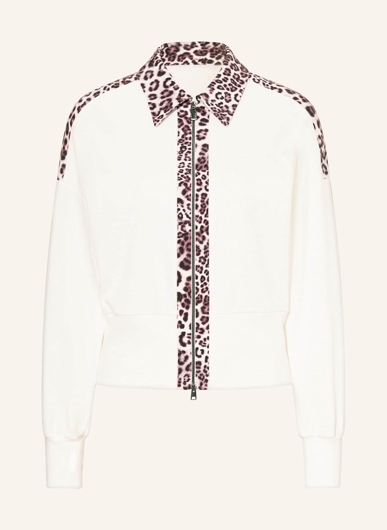 MARC CAIN Sweatjacke: WEISS / ALTROSA / SCHWARZ