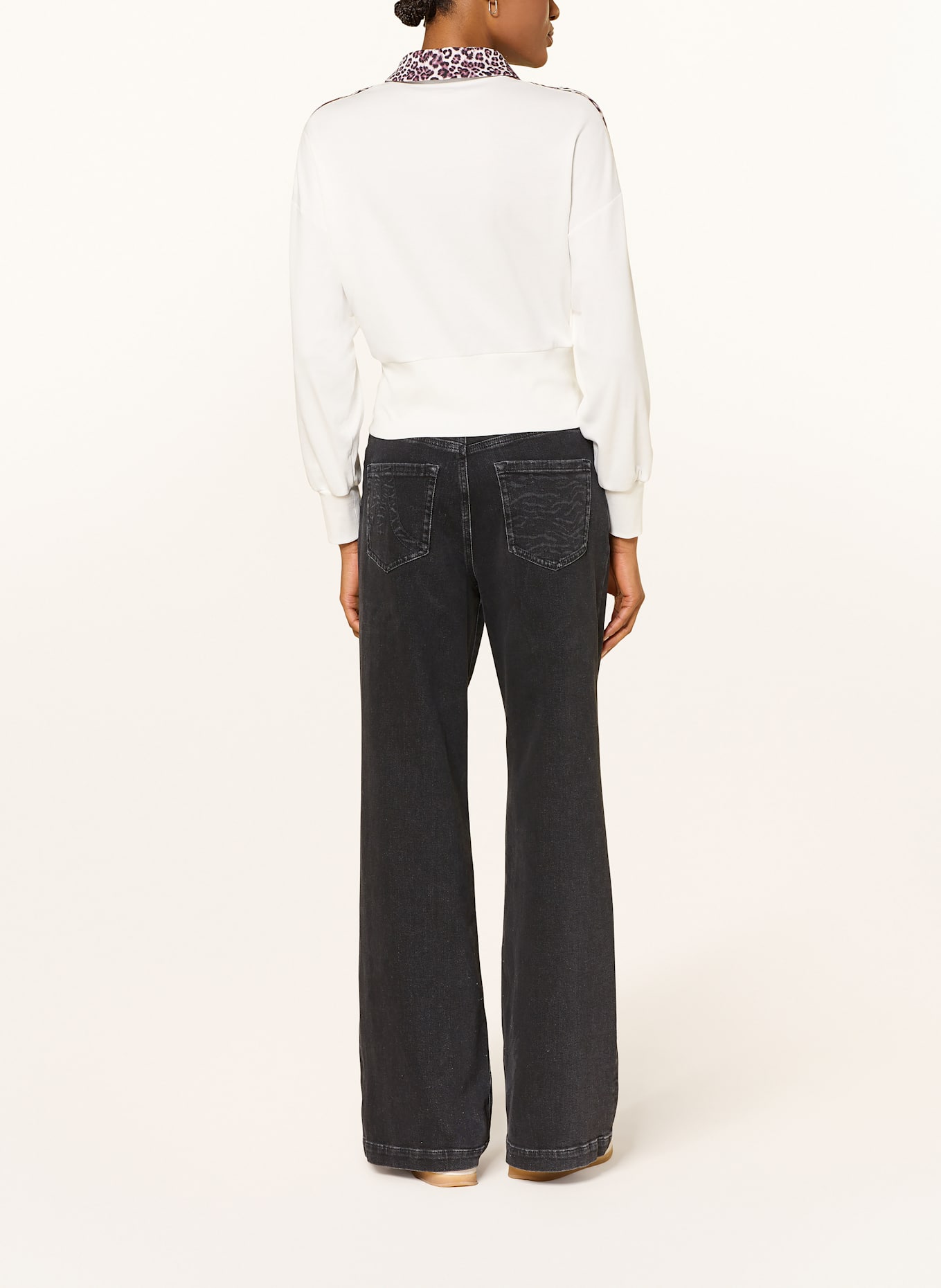 MARC CAIN Sweatjacke: WEISS / ALTROSA / SCHWARZ