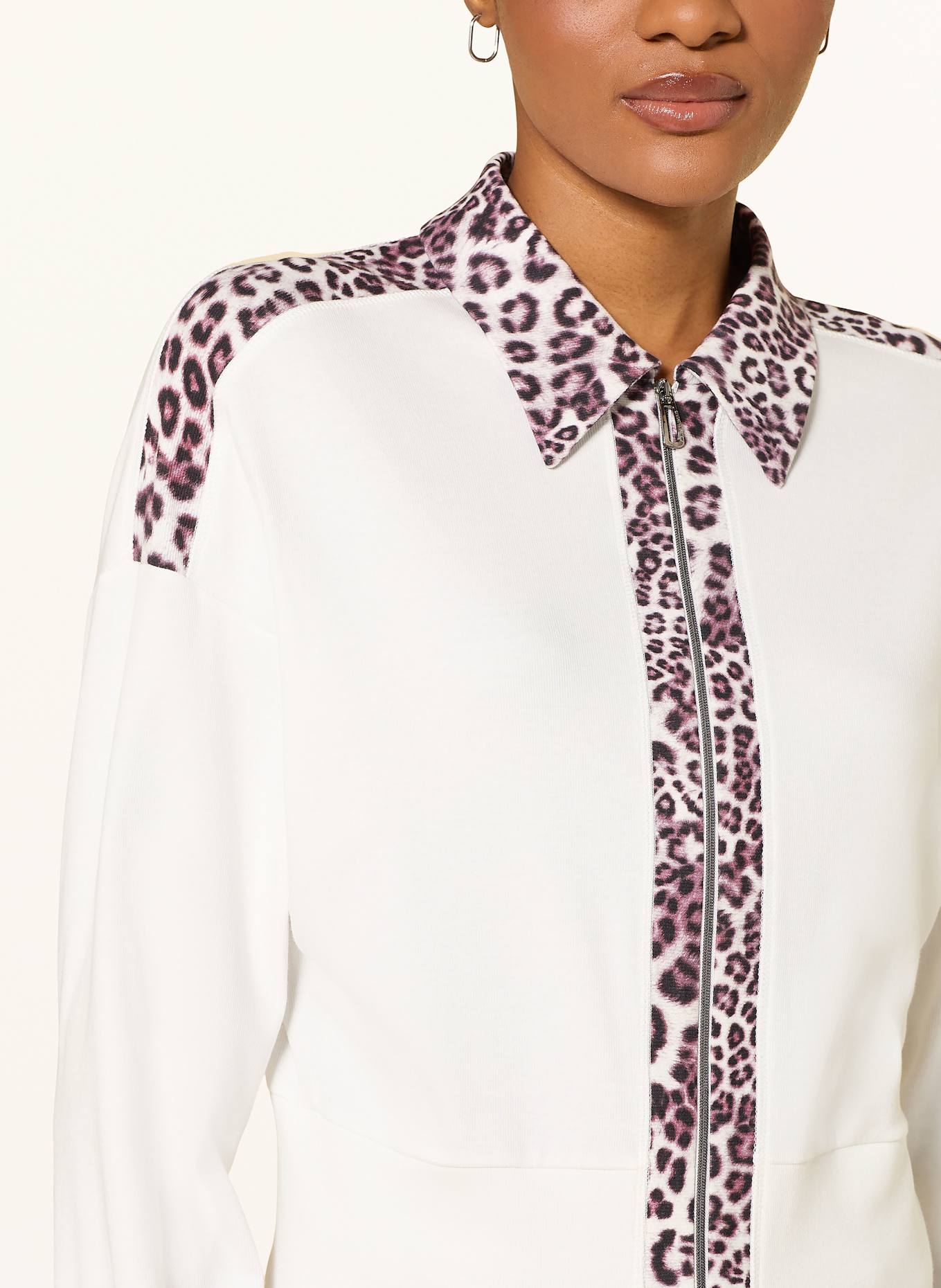 MARC CAIN Sweatjacke: WEISS / ALTROSA / SCHWARZ