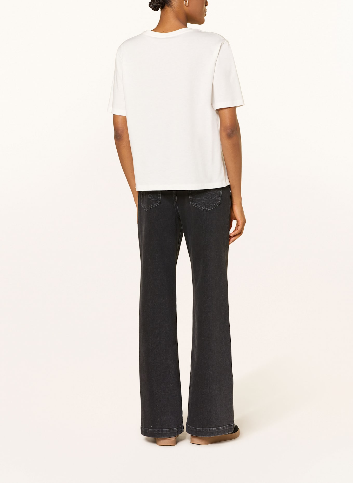 MARC CAIN T-shirt: BLANC / NOIR / FUCHSIA