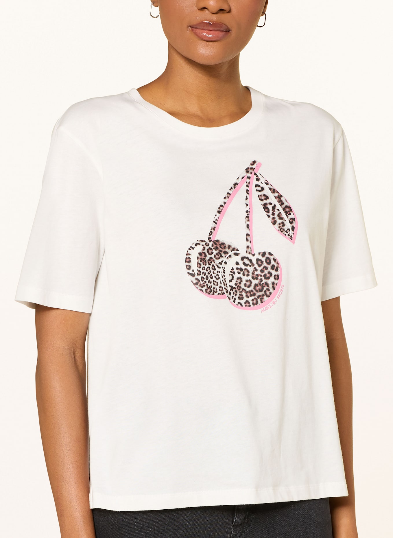 MARC CAIN T-shirt: BLANC / NOIR / FUCHSIA
