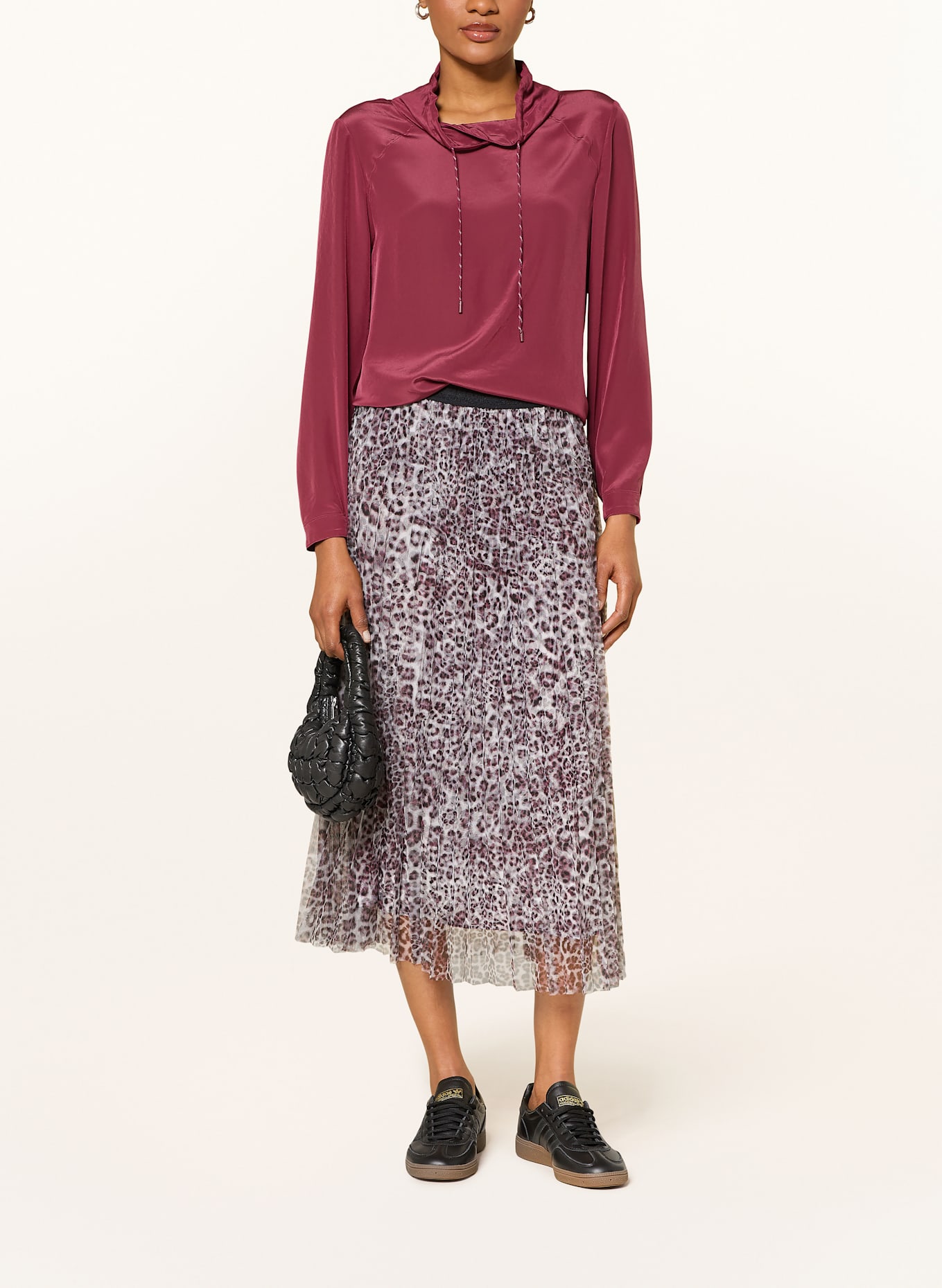 MARC CAIN Bluzka z satyny: CIEMNOCZERWONY