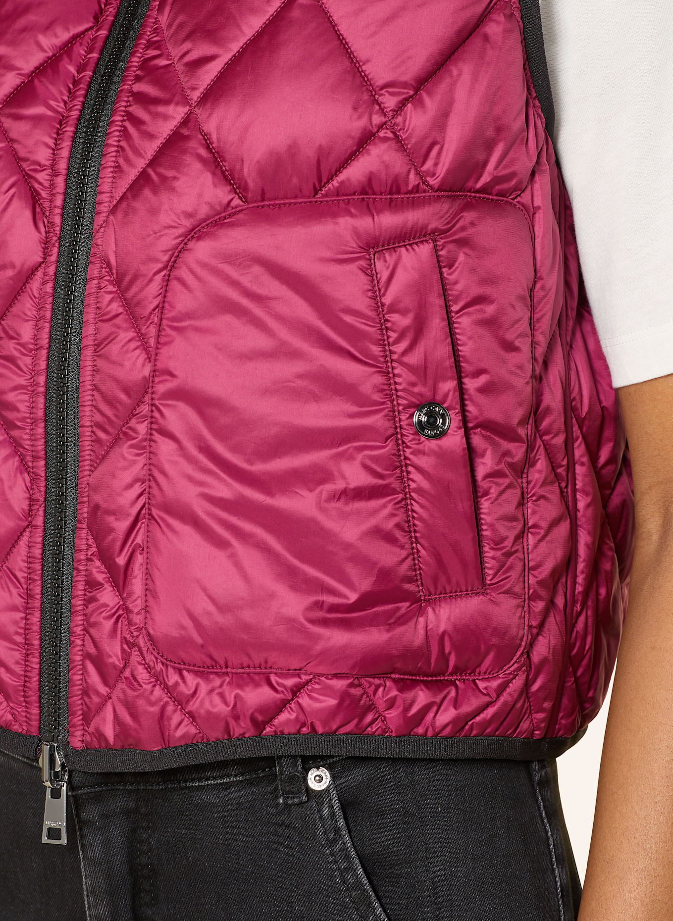 MARC CAIN Kamizelka pikowana dwustronna: FUKSJA / BIAŁY / CZARNY