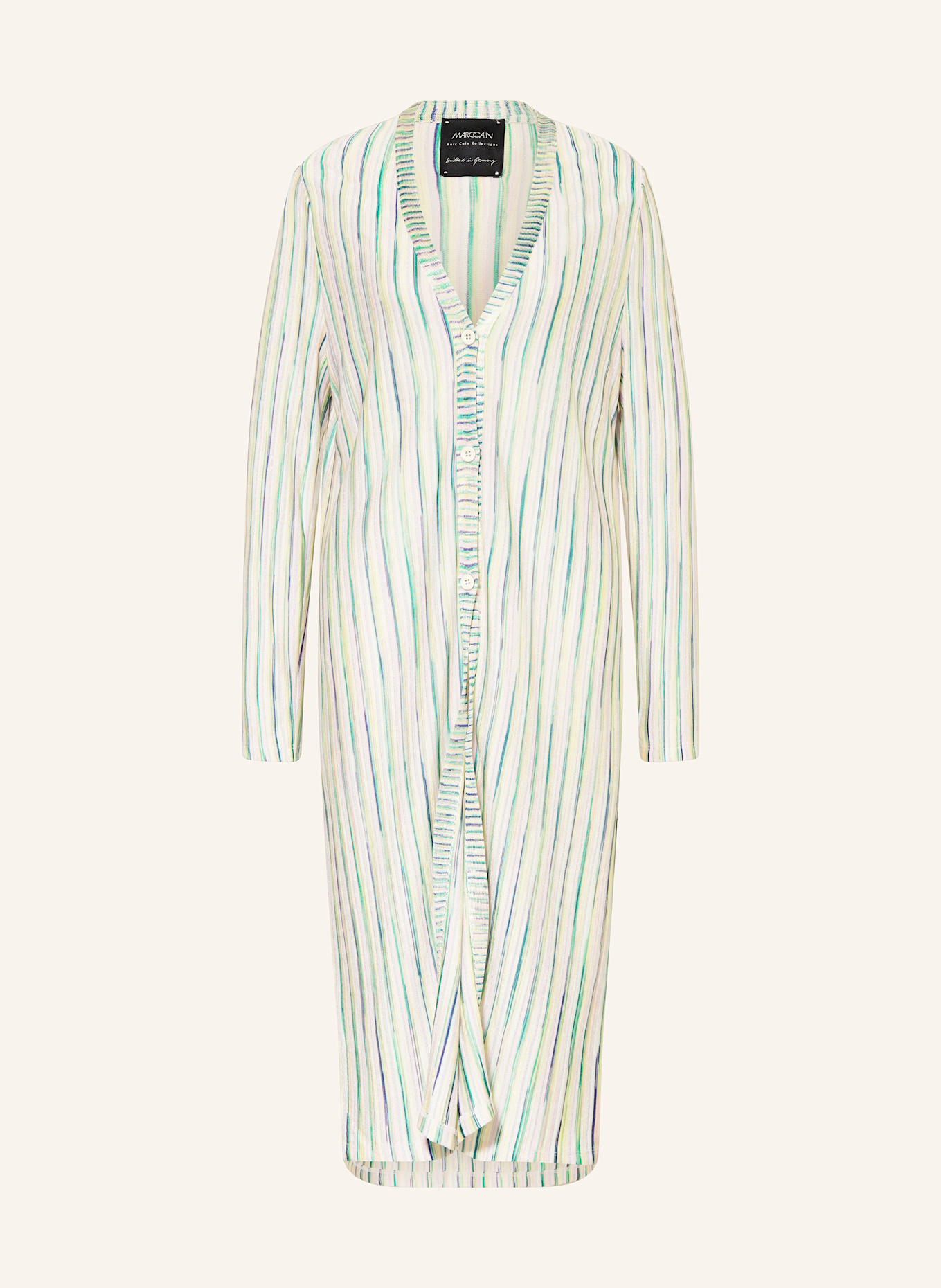 MARC CAIN Strickjacke mit Glitzergarn: HELLGELB / GRÜN / HELLROSA