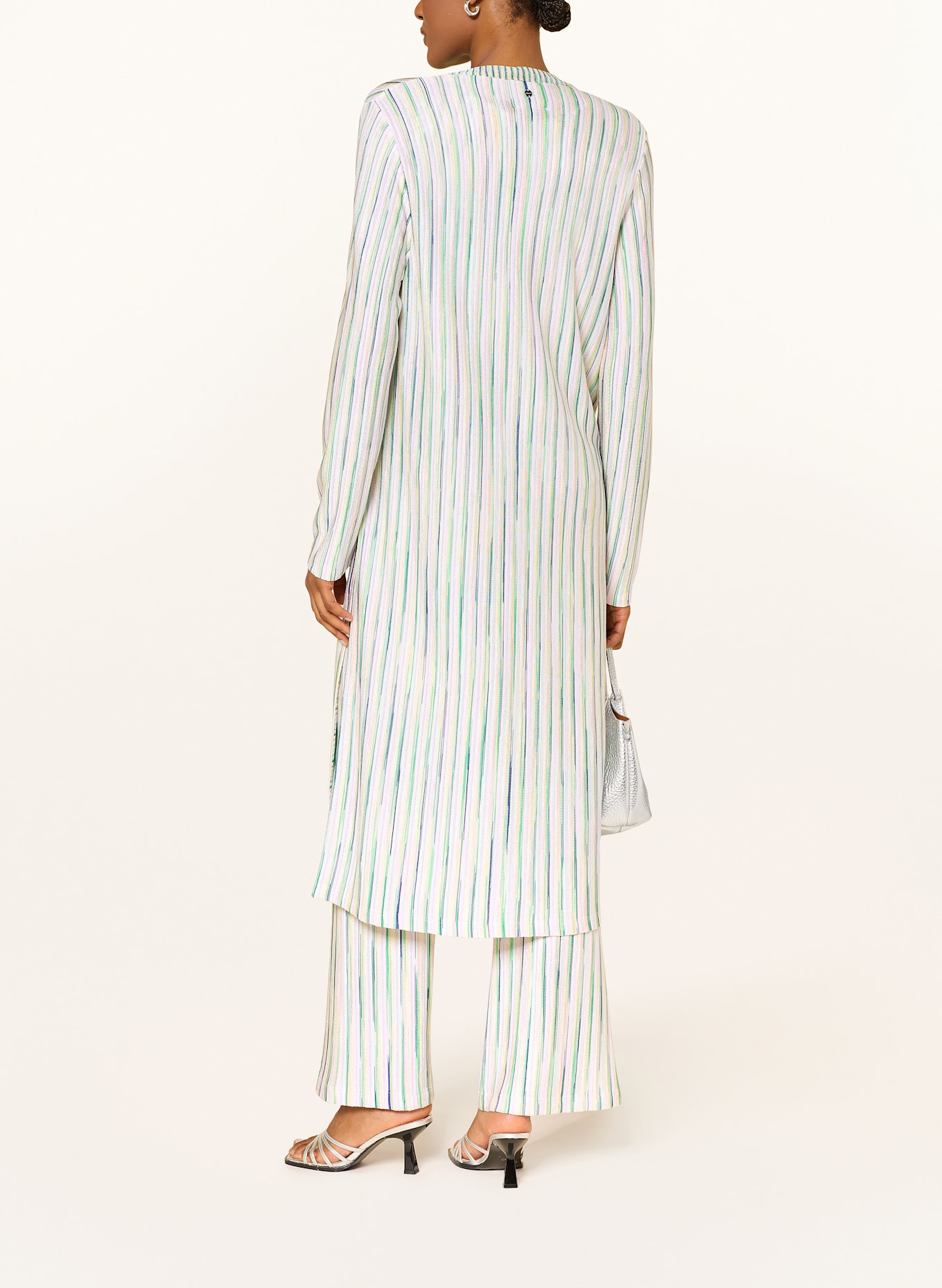 MARC CAIN Strickjacke mit Glitzergarn: HELLGELB / GRÜN / HELLROSA