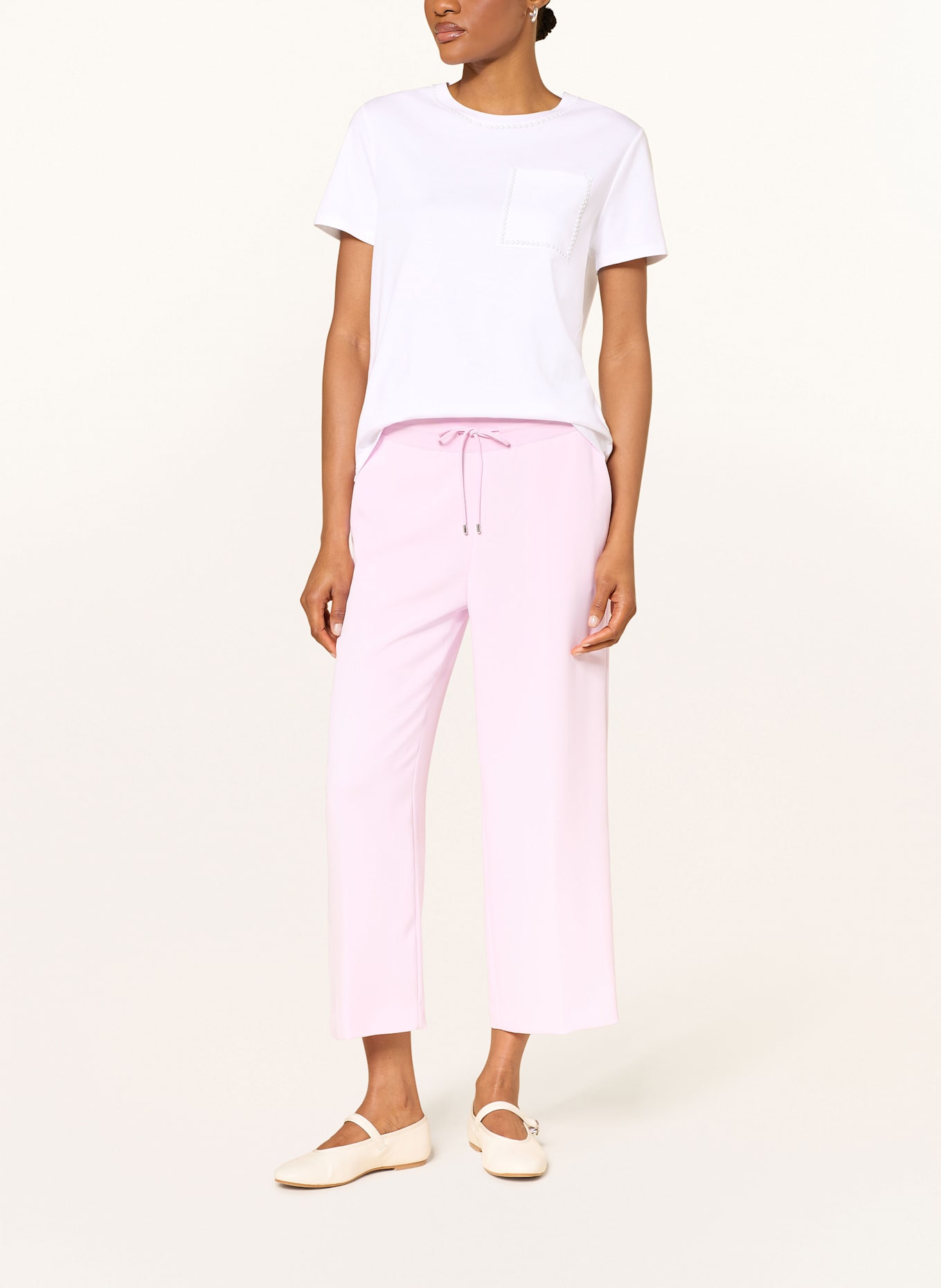 MARC CAIN T-Shirt mit Nieten: WEISS