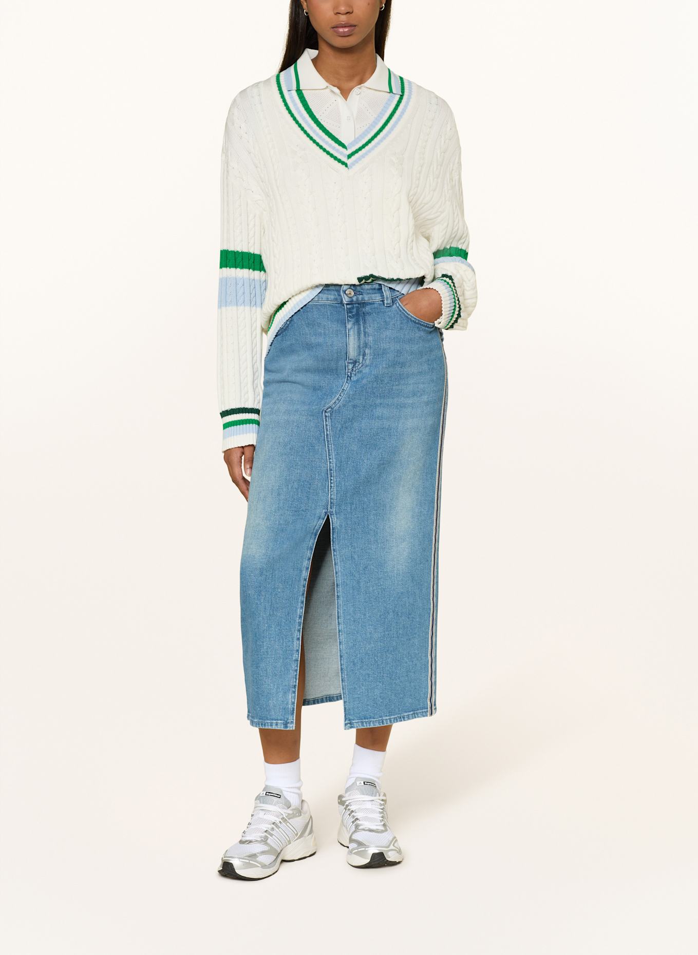 MARC CAIN Jeansrock mit Galonstreifen: 353 blue denim